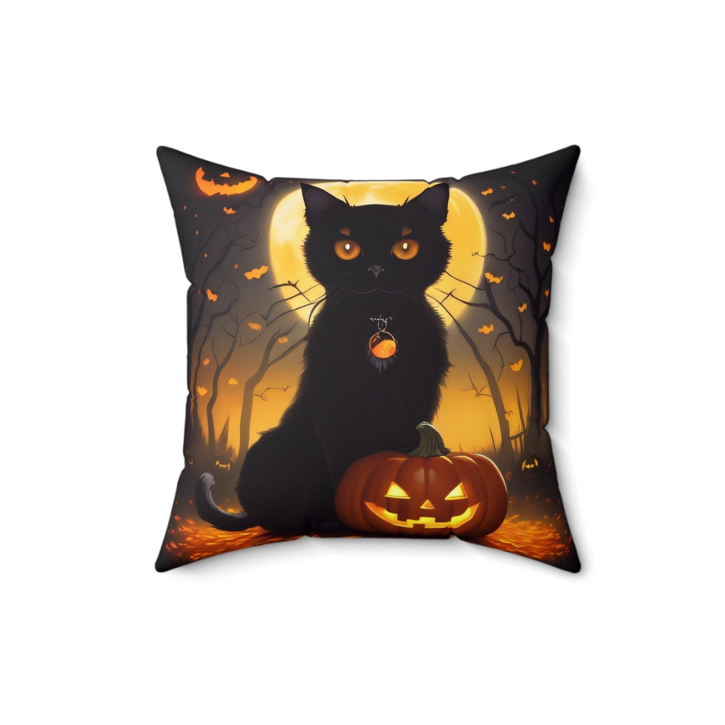 Haunted Forest Halloween Spun Polyester Square Pillow