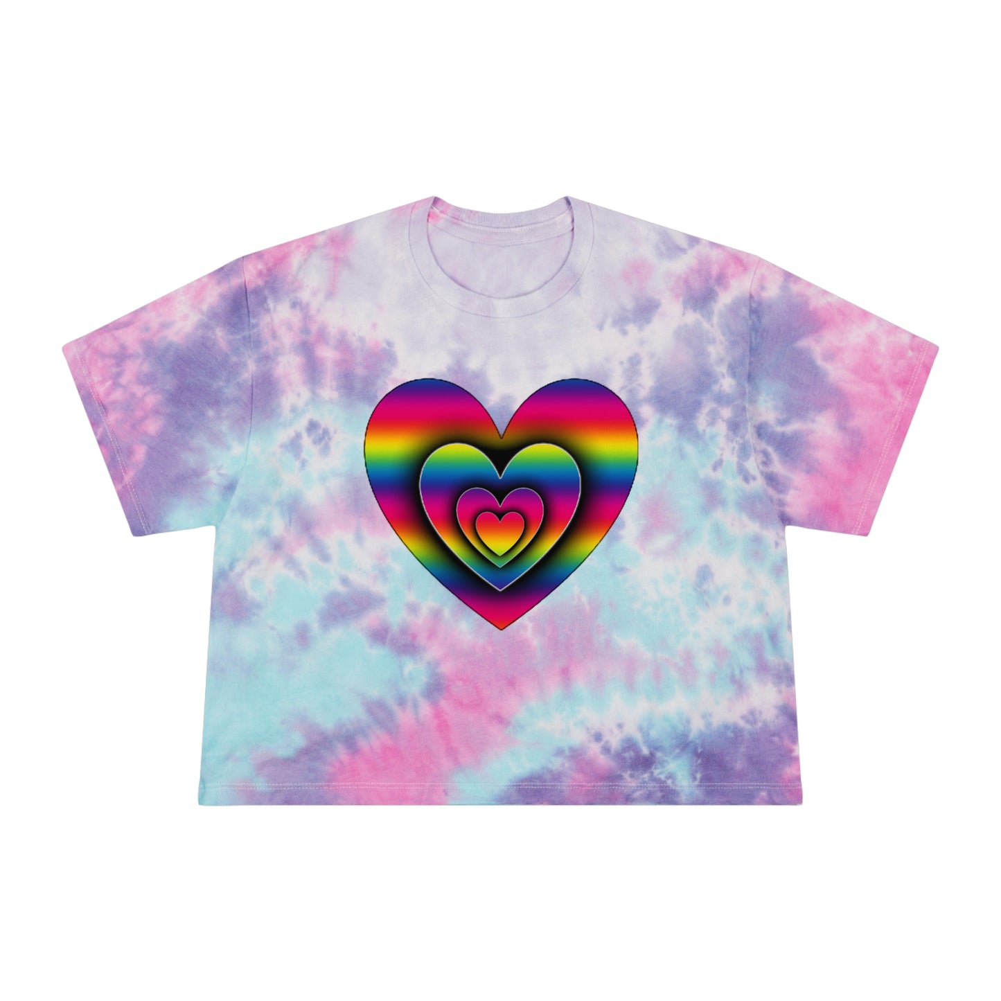 3D PRIDE Heart Women's Tie-Dye Crop Tee