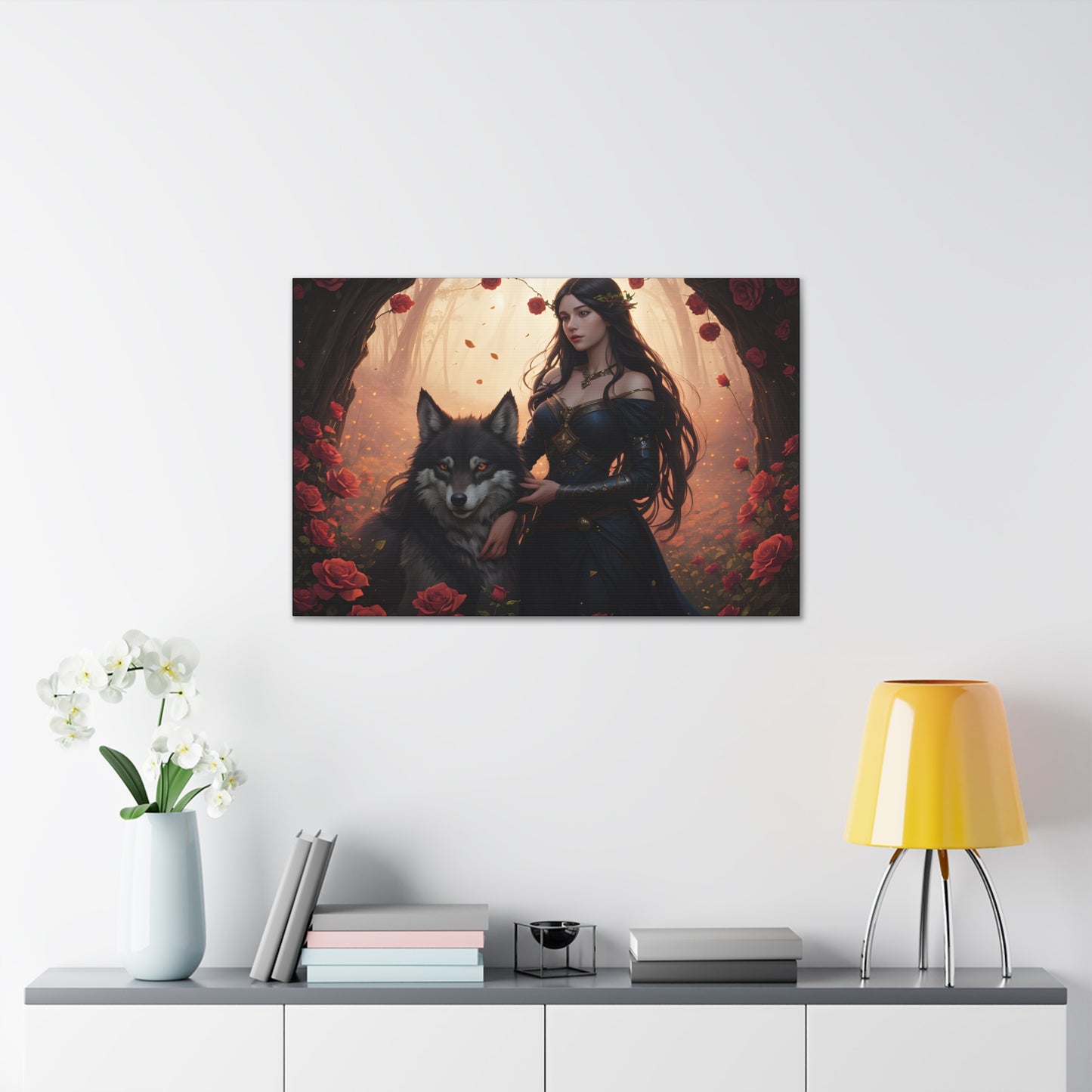 Wolf Enchantress, Canvas Art, Canvas Print, Wall Decor, Original Art, Unique Gifts