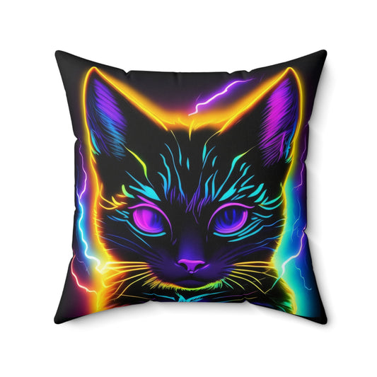 Electric Cat, Spun Polyester Square Pillow