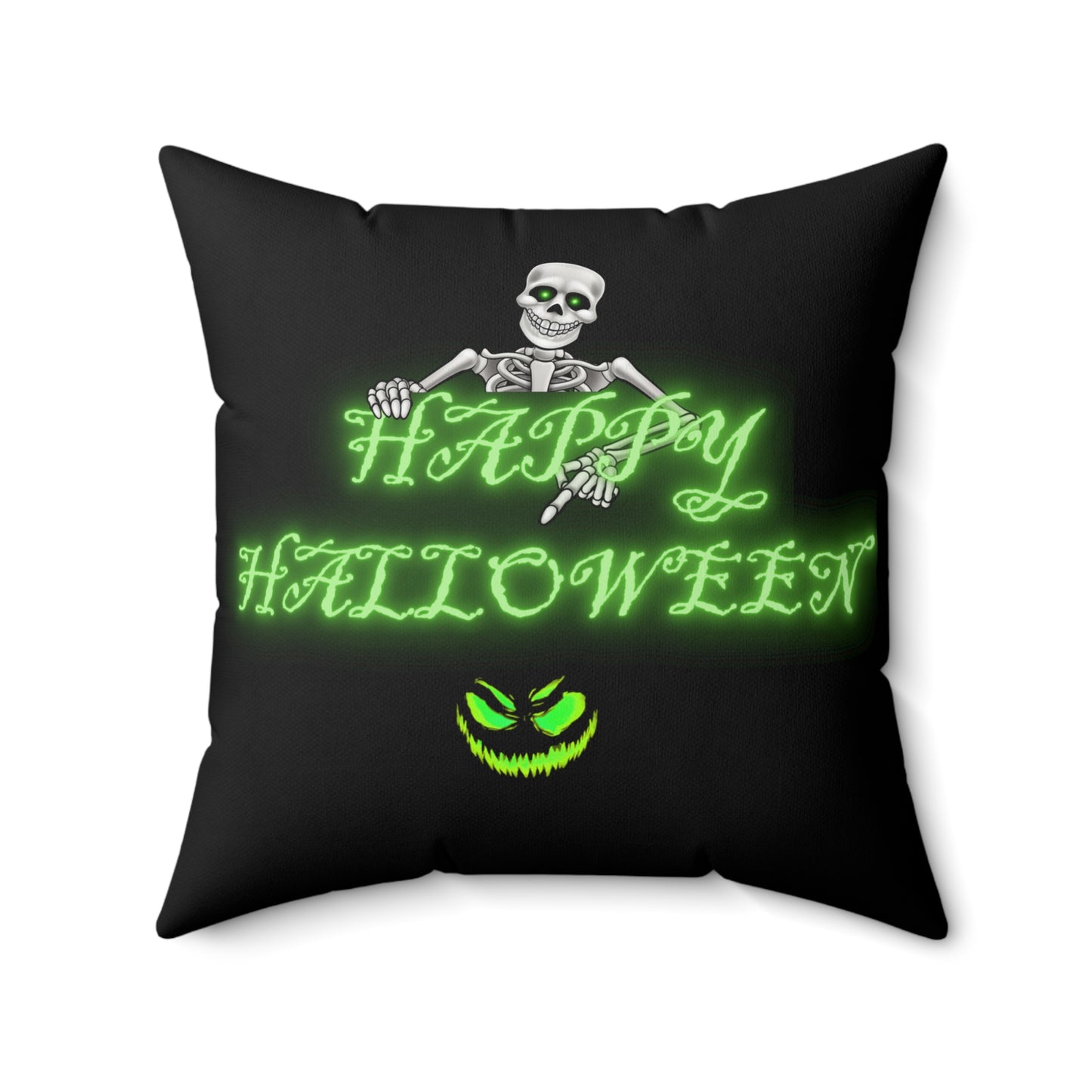 Happy Halloween Skeleton Pillow, Spun Polyester Square Pillow