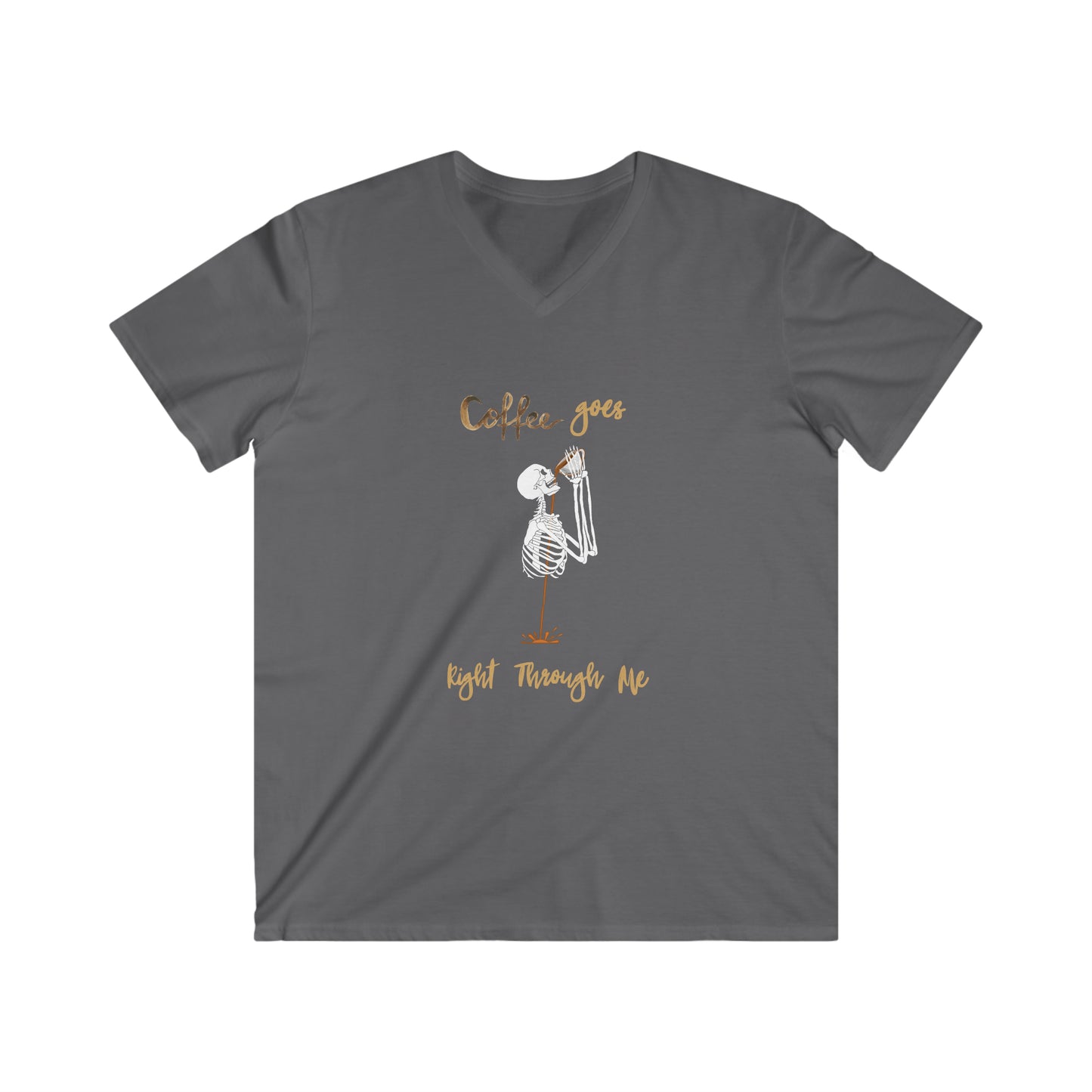 Coffee goes right through me Men's Fitted V-Neck Short Sleeve Tee