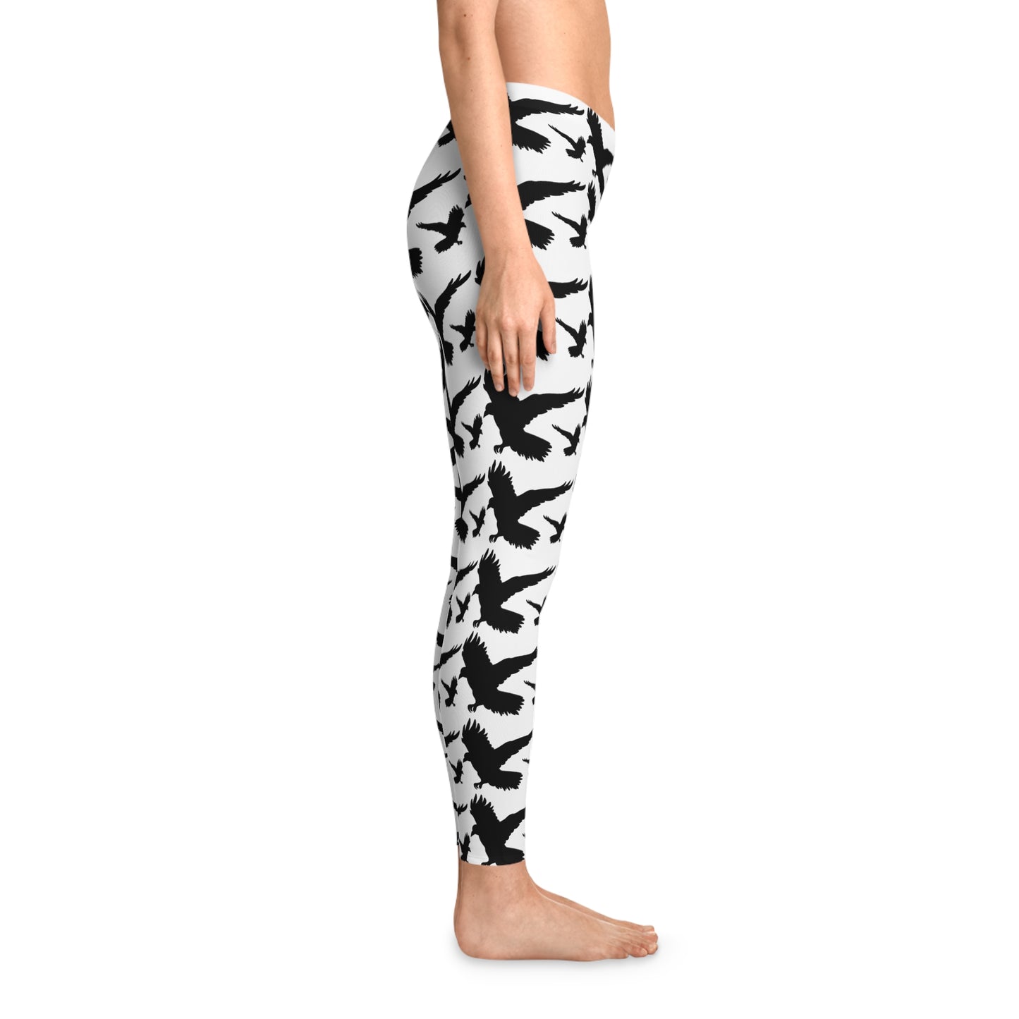 Raven Halloween Stretchy Leggings white