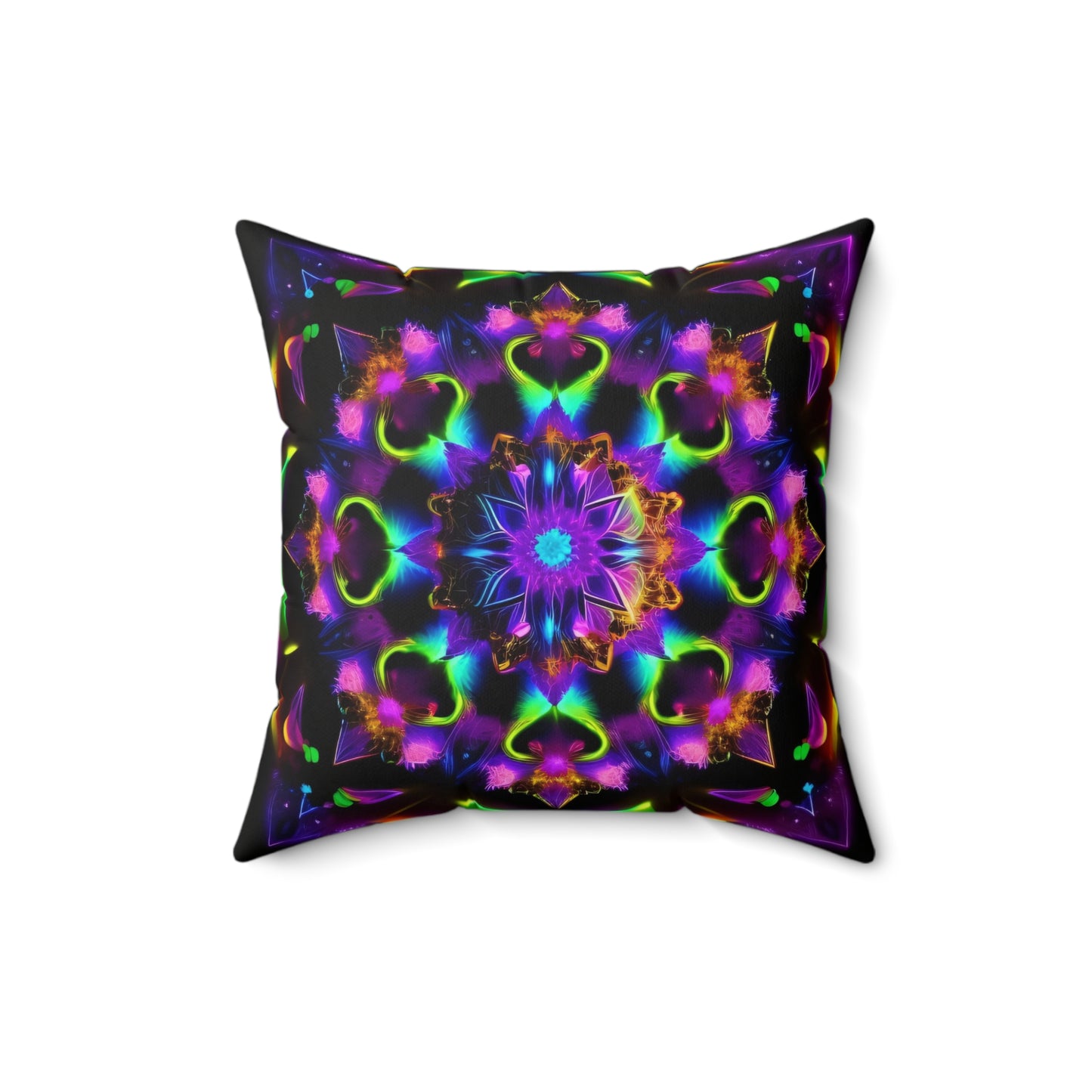 Rainbow Kaleidescape, Spun Polyester Square Pillow