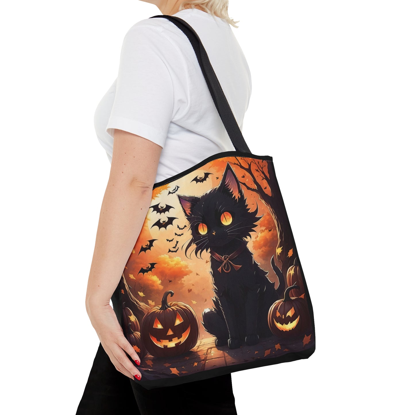 Cute Anime Black Cat Halloween Candy Tote Bag