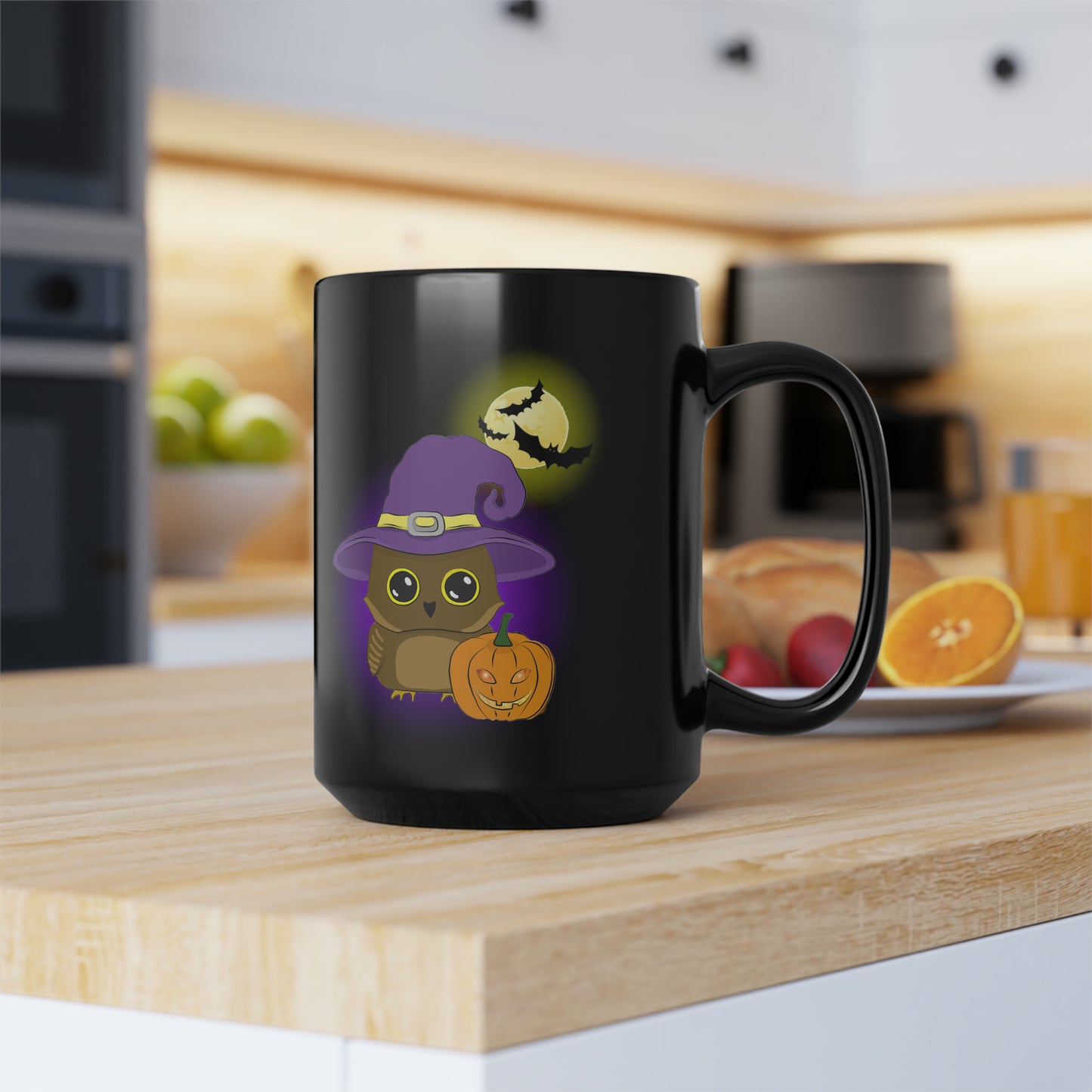 Black Cute Halloween Owl Mug15oz