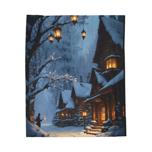 Cozy Winter Village, Plush Blanket