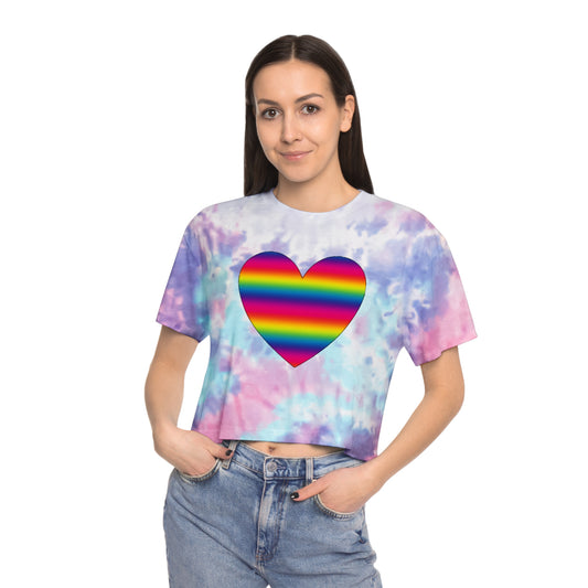 PRIDE Heart Women's Tie-Dye Crop Tee