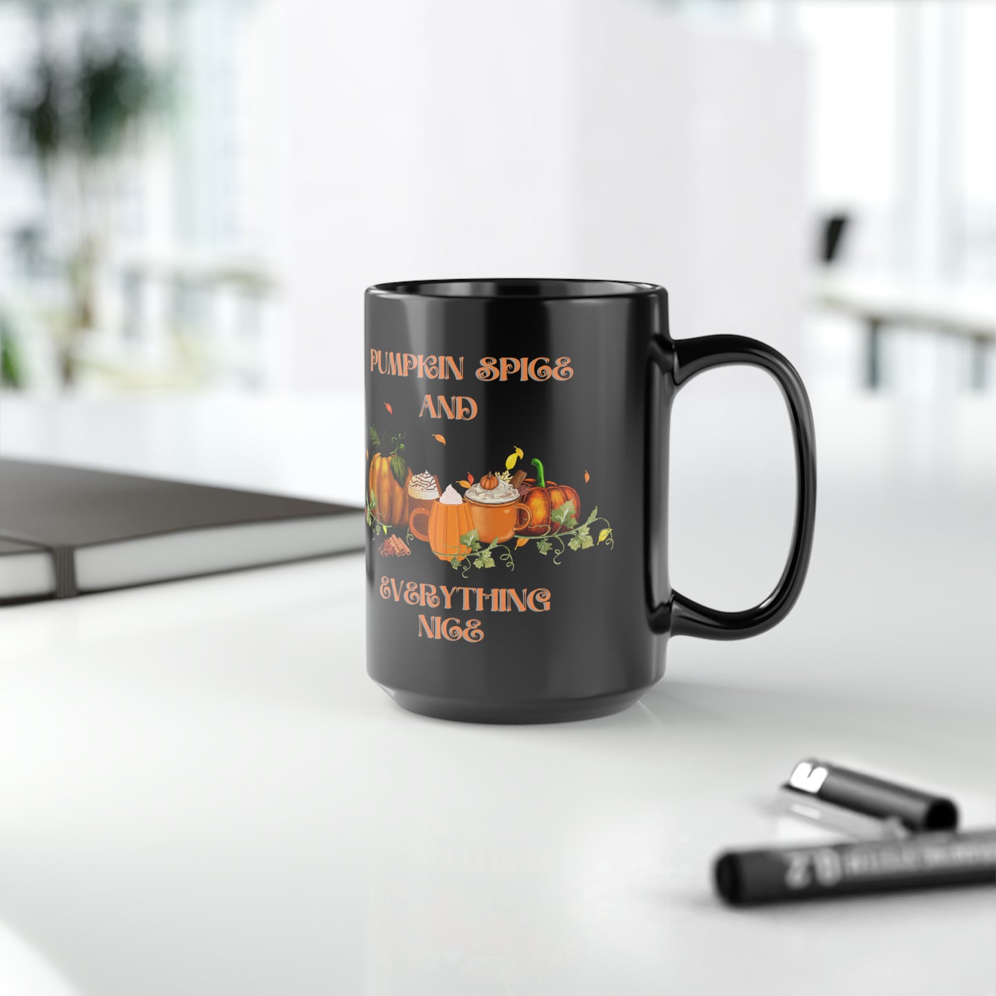 Pumpkin Spice and Everything Nice Black Halloween Mug, 15oz