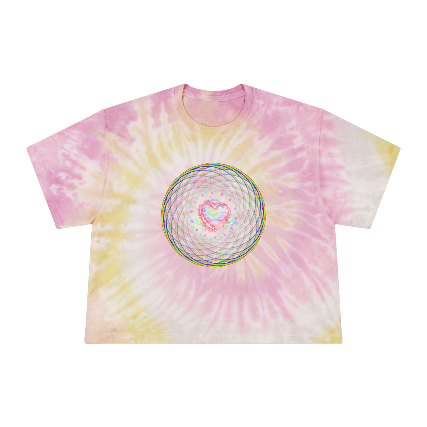 Rainbow Spiral PRIDE Heart Women's Tie-Dye Crop Tee