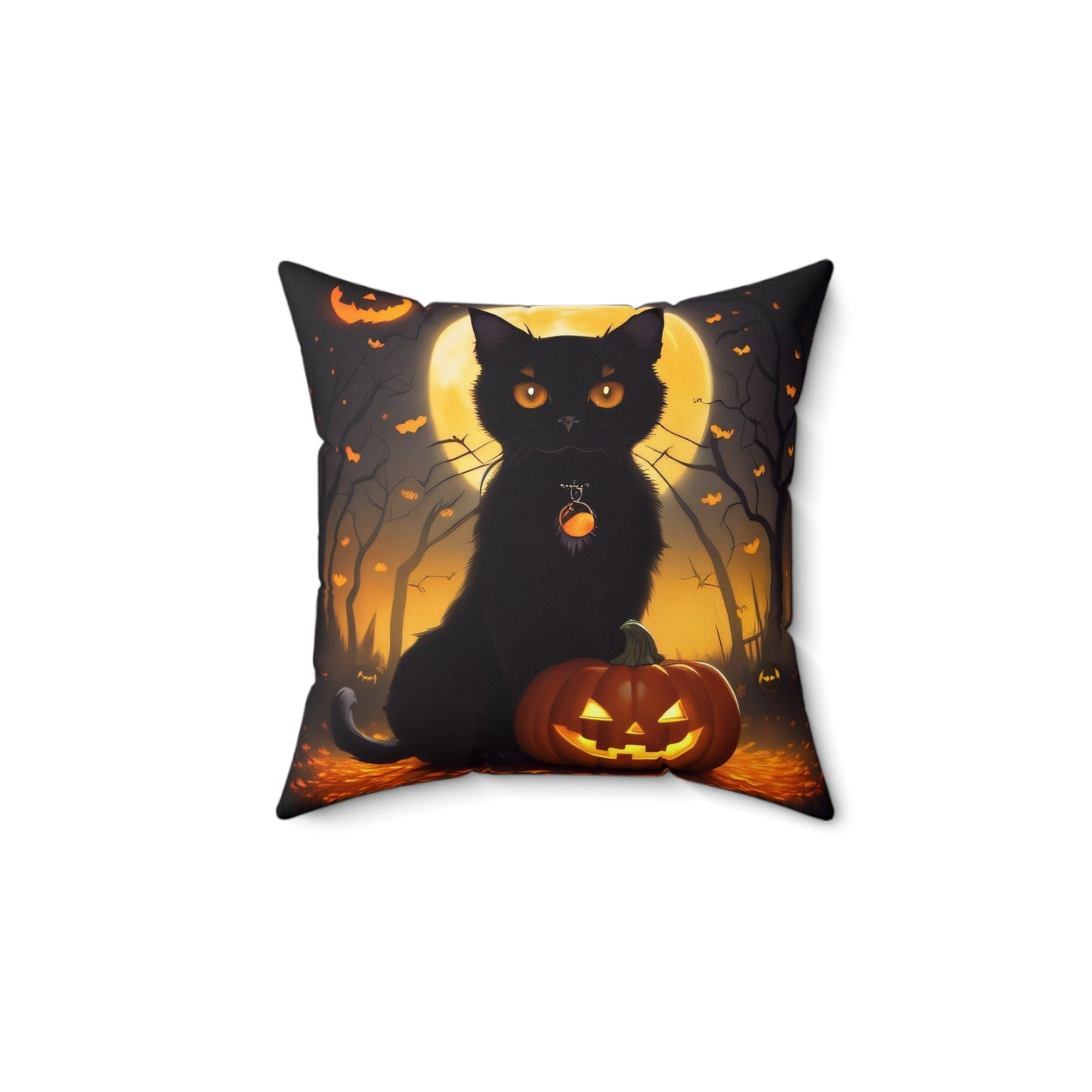 Haunted Forest Halloween Spun Polyester Square Pillow