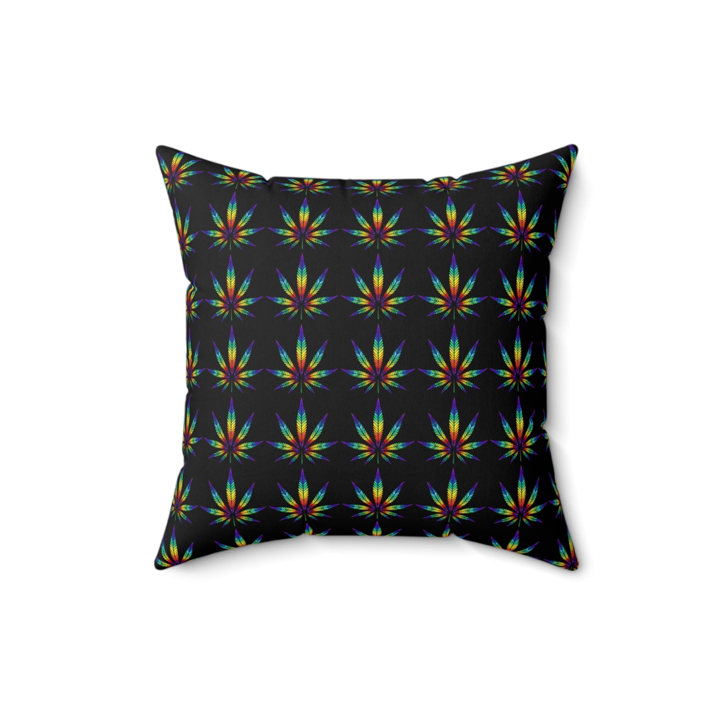 Rainbow Cannabis Leaves, Spun Polyester Square Pillow