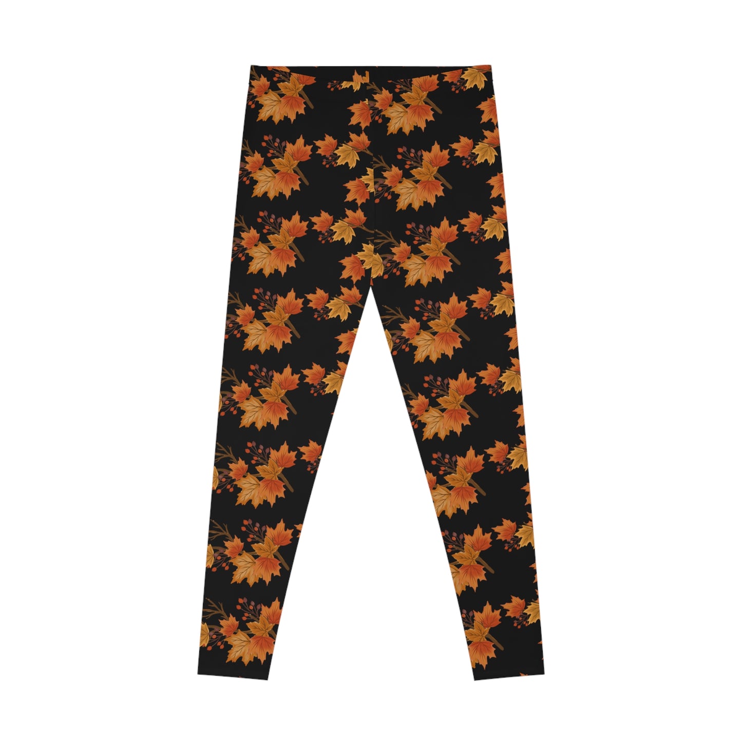 Autumn leaves fall Stretchy Leggings Black