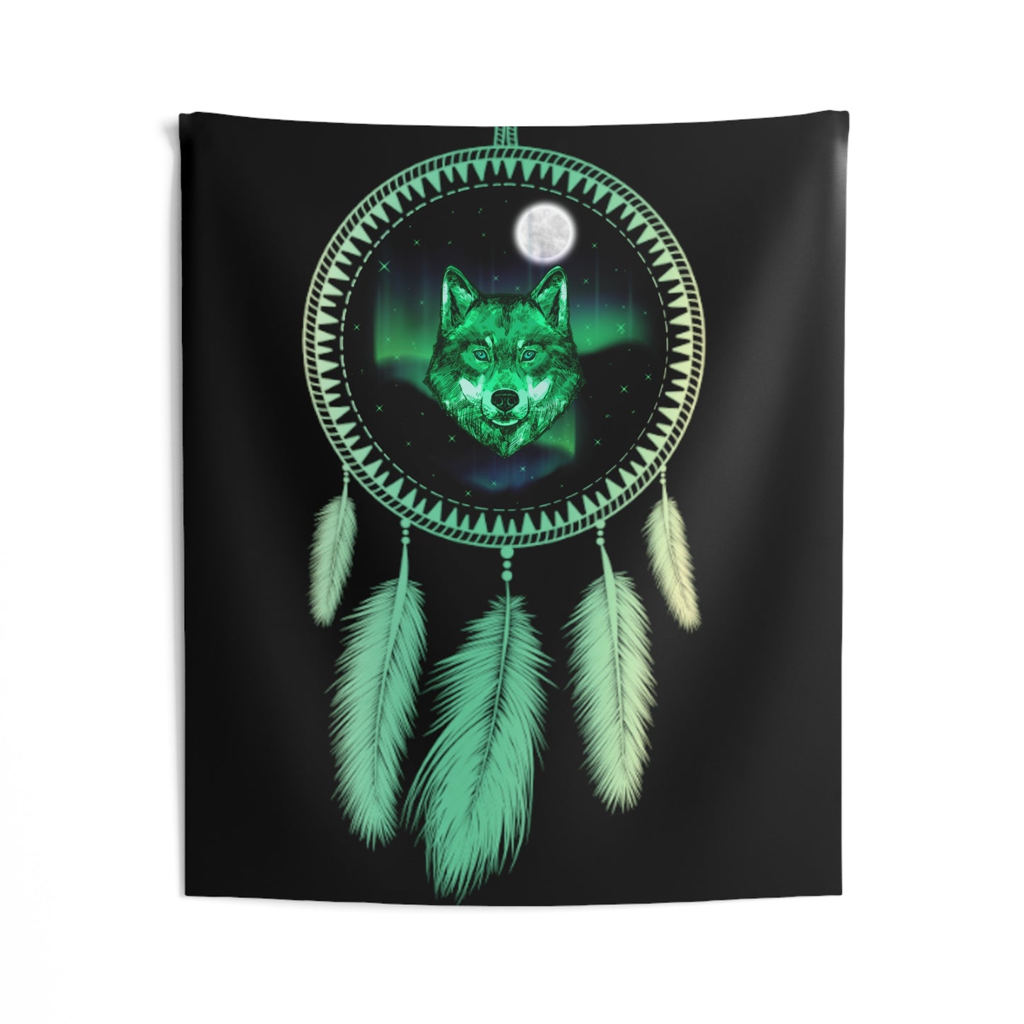 Wolf Spirit, Dream Catcher, Indoor Wall Tapestries, Black Light Responsive