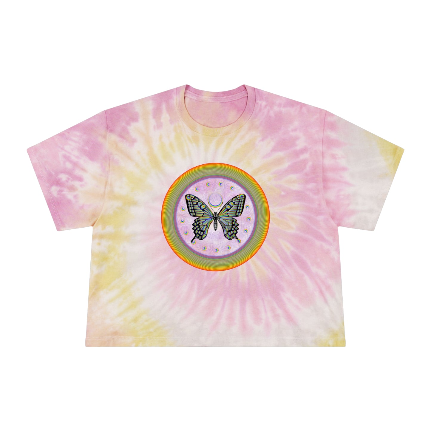 PRIDE Rainbow Butterfly Women's Tie-Dye Crop Tee