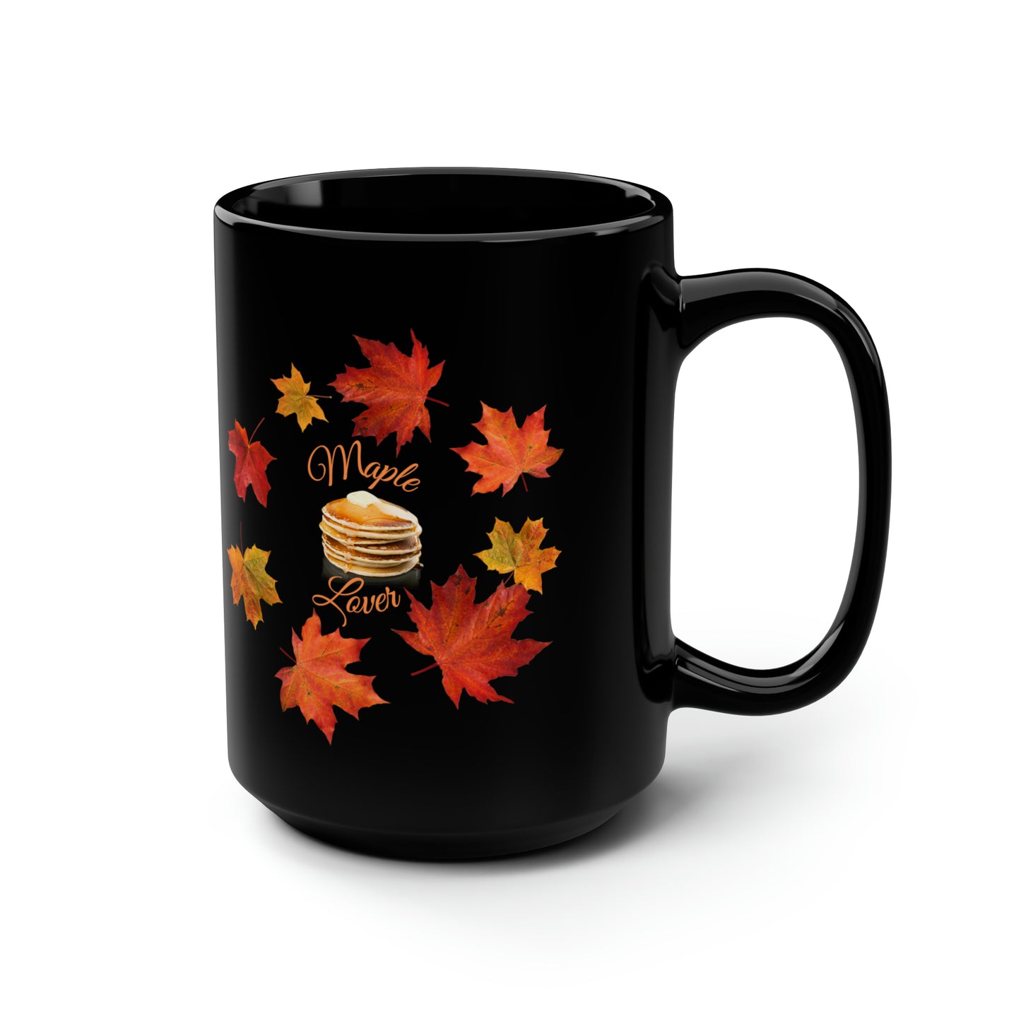 Maple Lover Fall Black Mug, 15oz