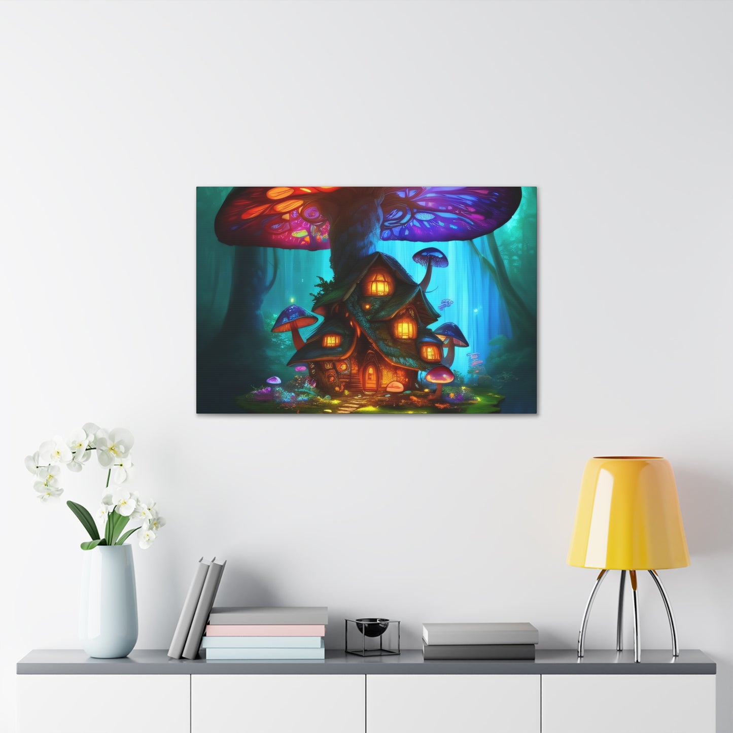 Mystic Mushroom House, Canvas Art, Canvas Print, Wall Decor, Original Art, Unique Gifts