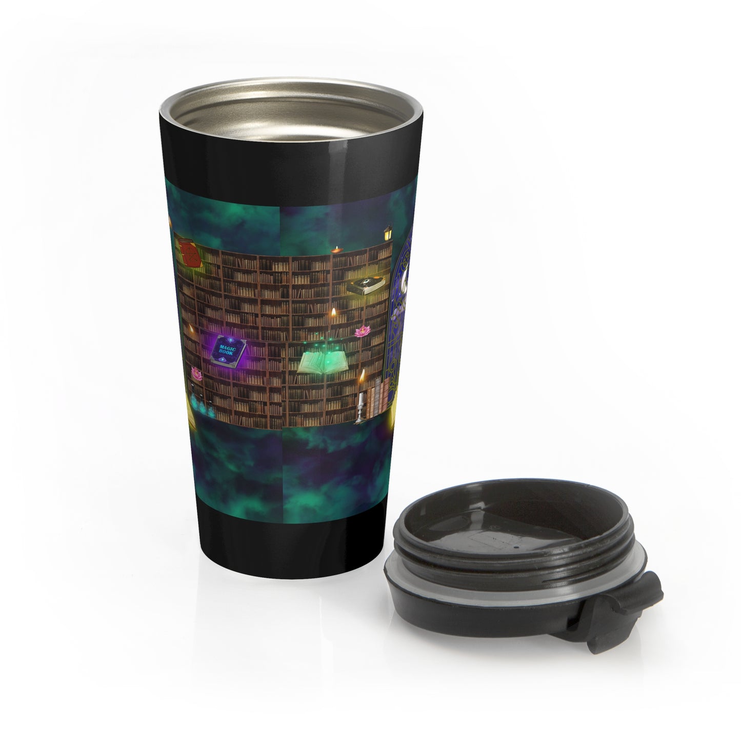 Mystic Cat Halloween Travel Mug with Insert