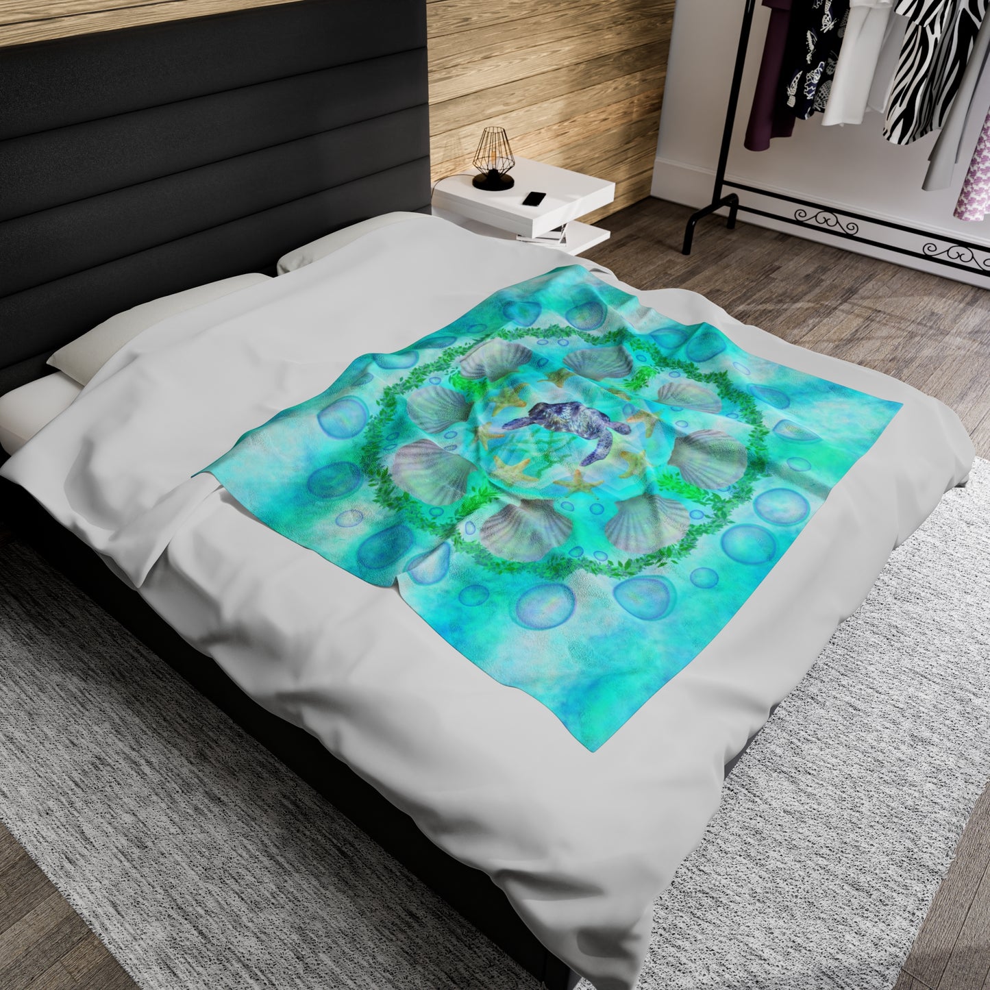 Turtle Medicine Mandala Velveteen Plush Blanket