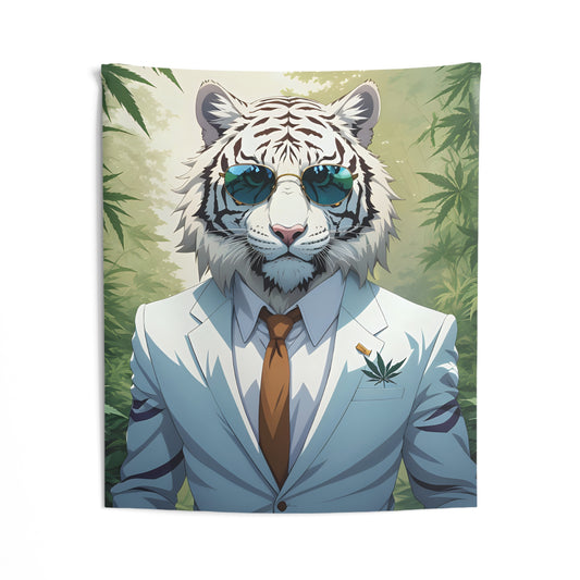 White Tiger, Indoor Wall Tapestries, Black Light Responsive