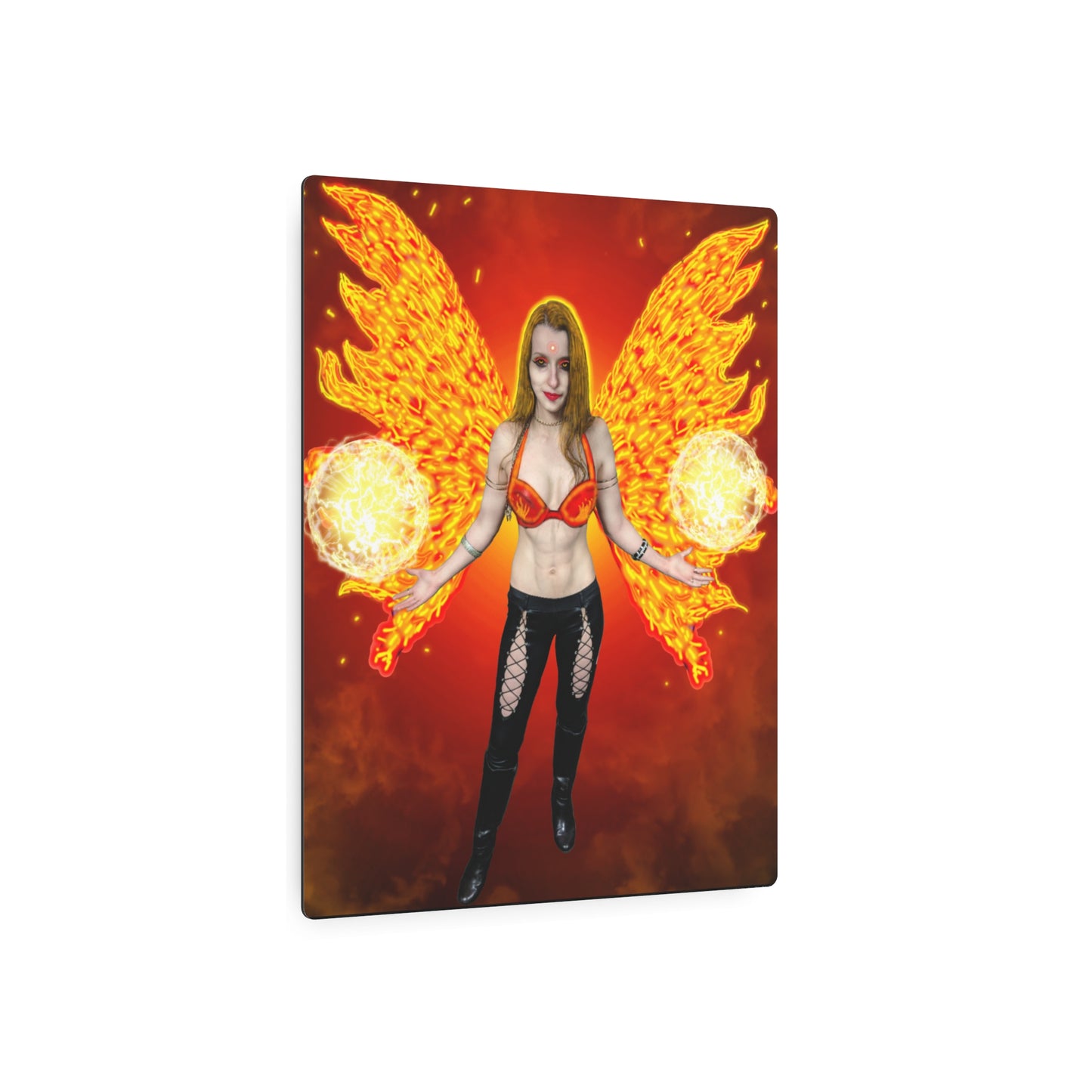 Mystic Fire Fairy, Fantasy Art, Metal Wall Art, Unique Gifts, Original Art Wall Decor