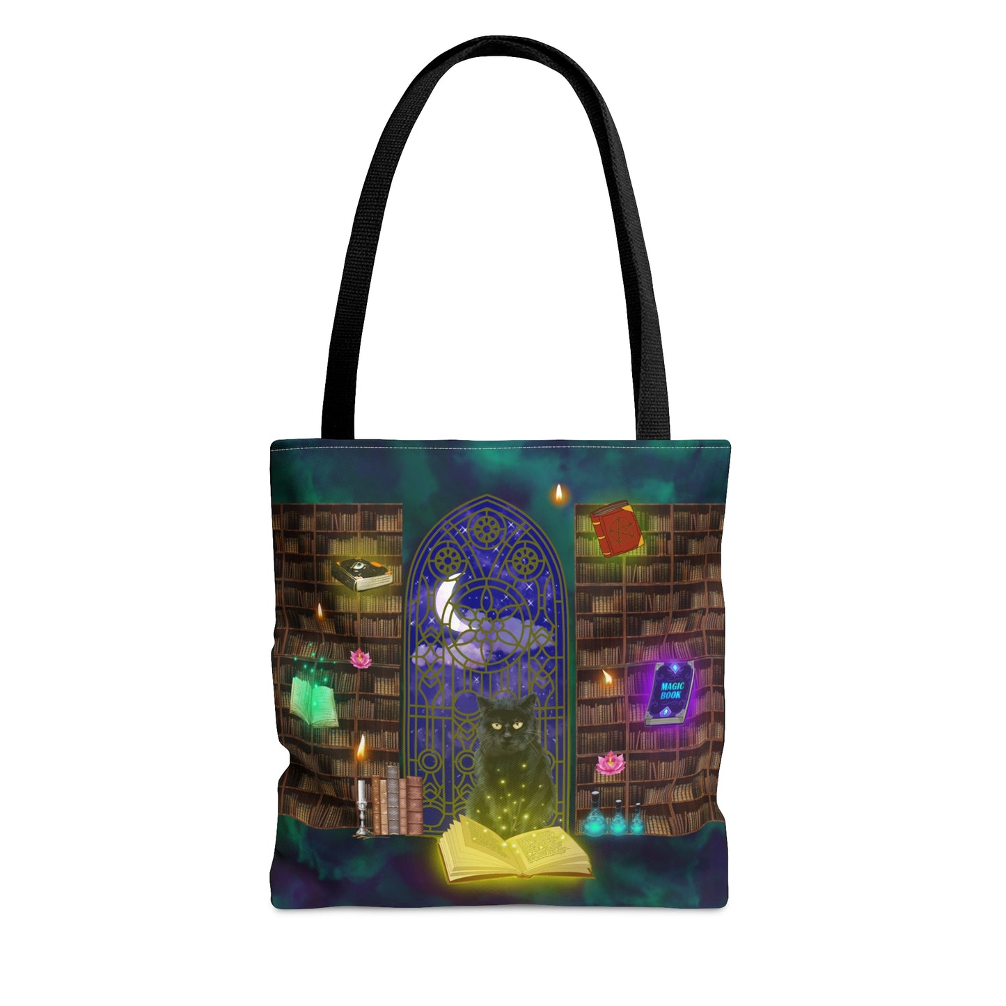 Mystic Black Cat Halloween Candy Tote Bag