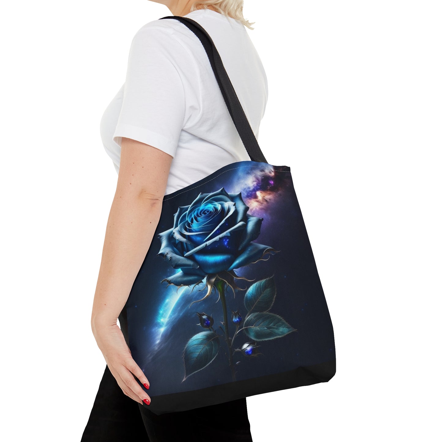 Cosmic Blue Rose,Tote Bag