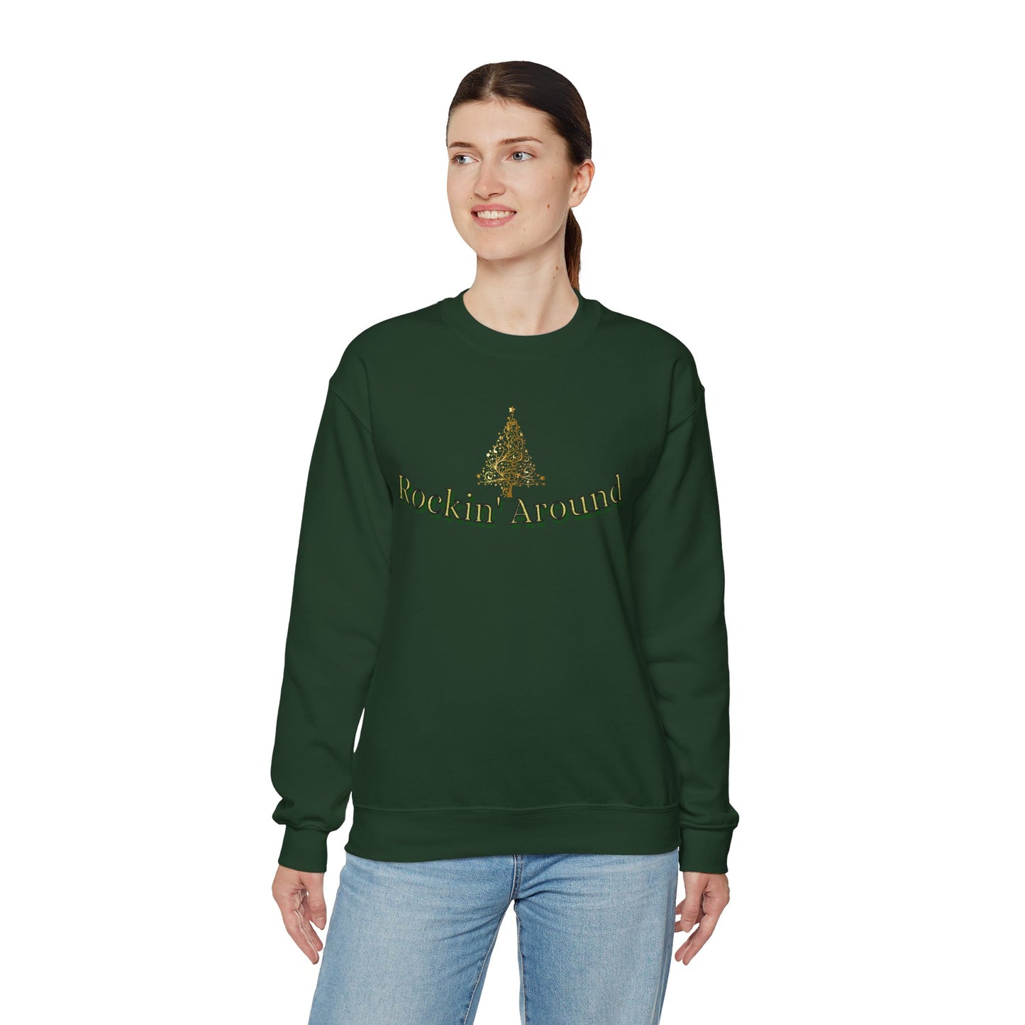 Rockin Around the Christmas Tree Hoodie. Christmas Tree Sweatshirt. Unisex Adult Holiday Shirt. Minimal Merry Xmas Crew.