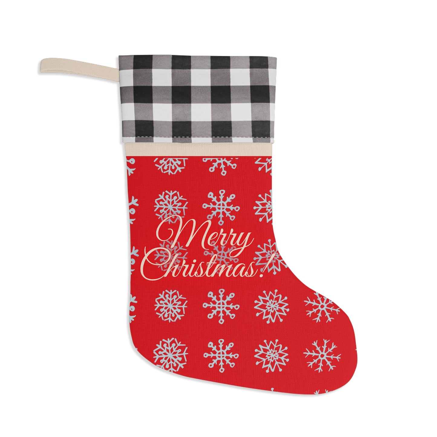 Merry Christmas Snowflake Stocking Red