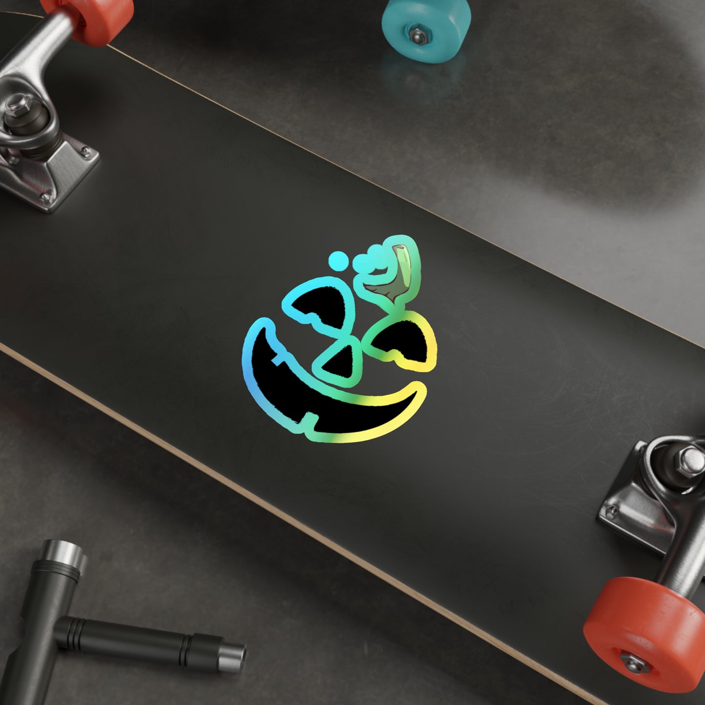 Halloween Rainbow Holographic Die-cut Vinyl Stickers Cute Pumpkin Face