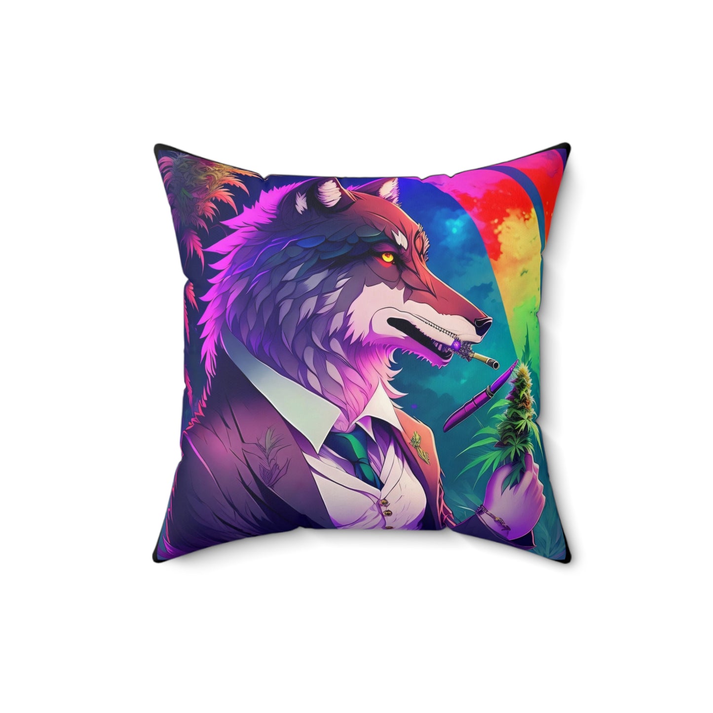 Dire Wolf, 420 Themed, Spun Polyester Square Pillow