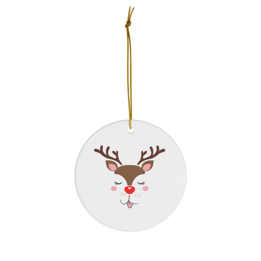 Cute Reindeer Ceramic Ornament, 4 Shapes