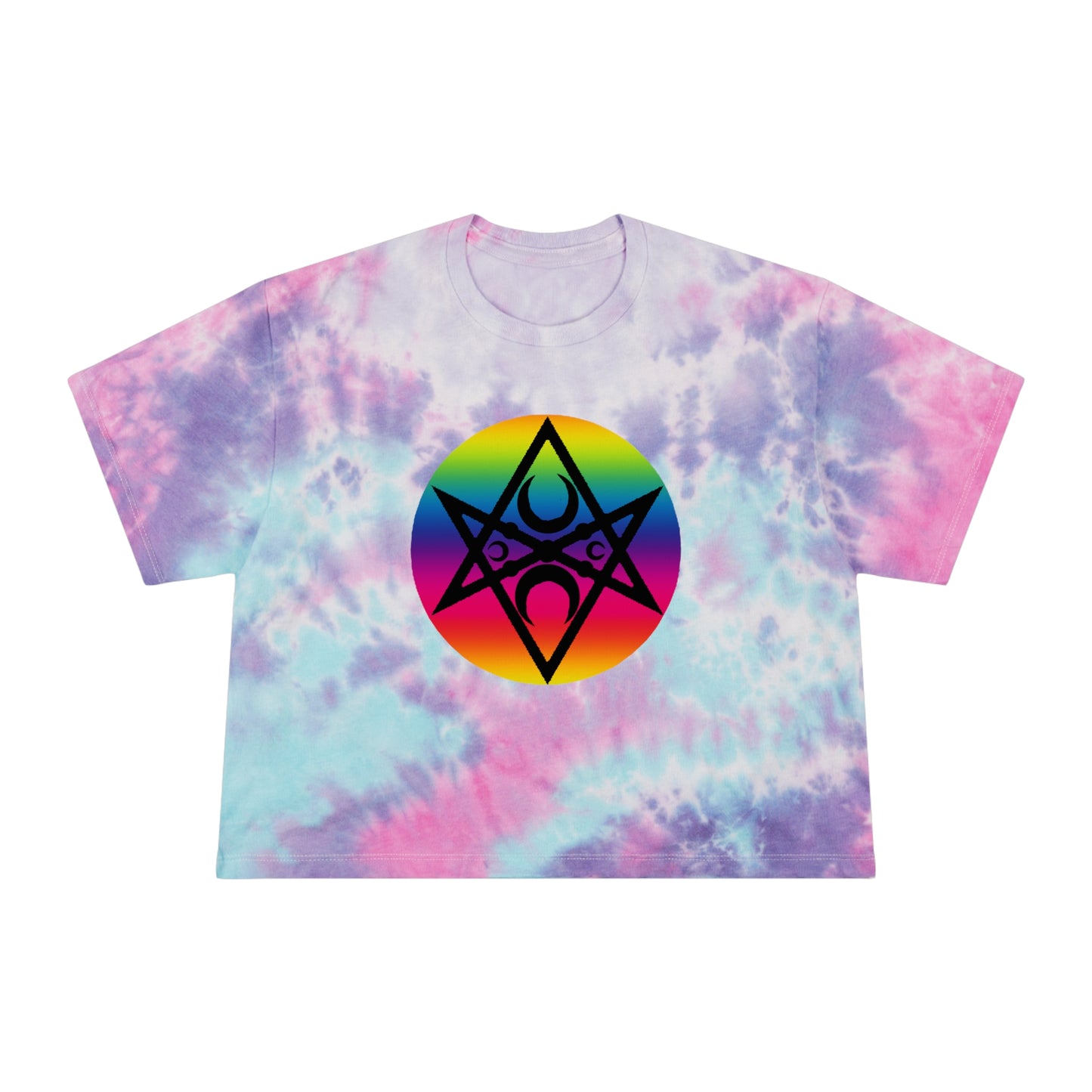 Magick PRIDE Unicursal Hexagram Women's Tie-Dye Crop Tee