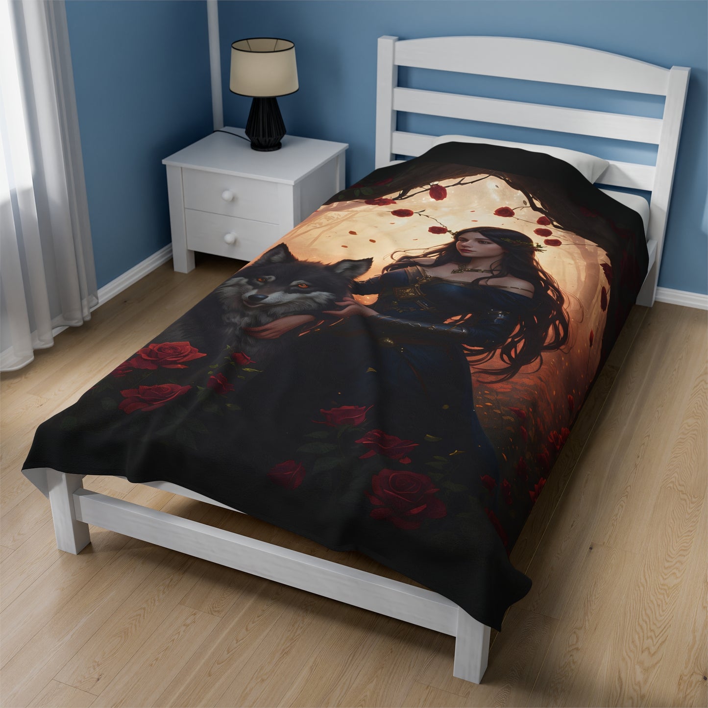 Wolf Enchantress, Plush Blanket