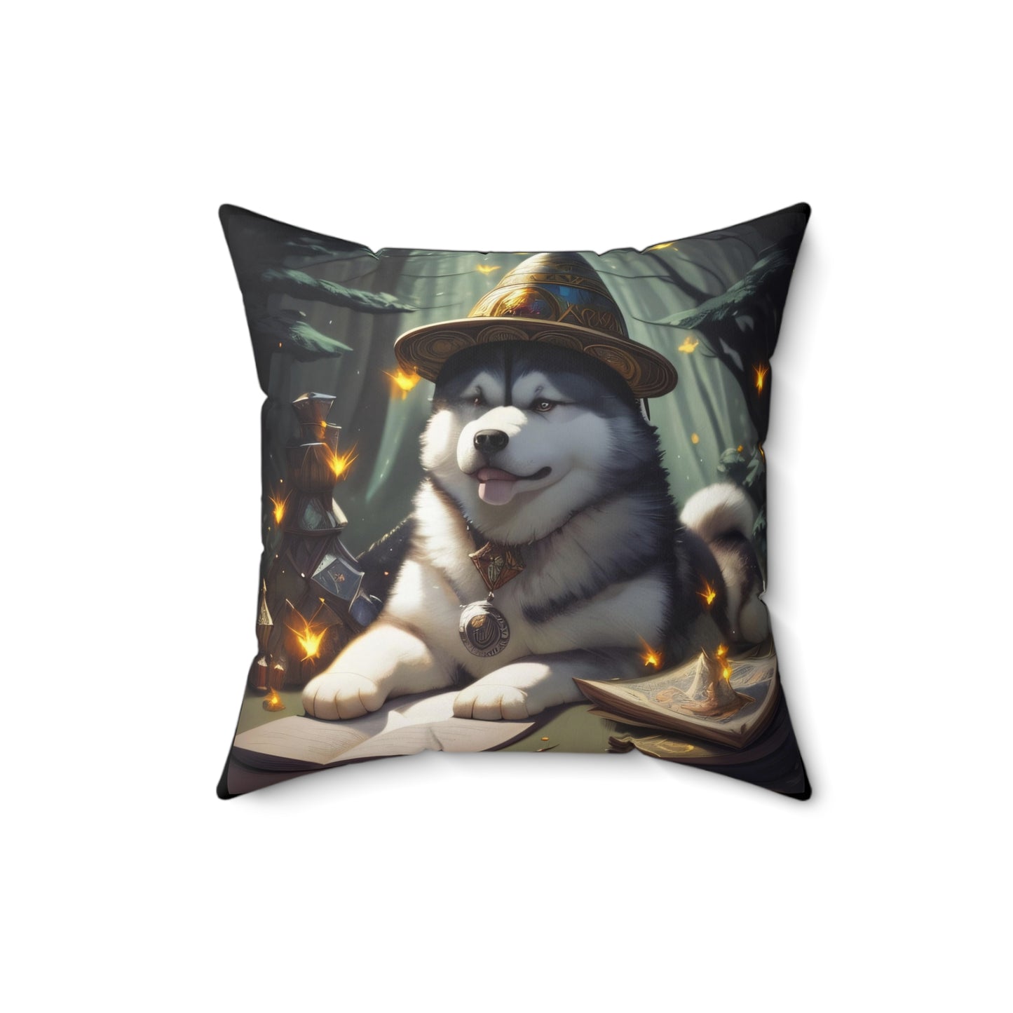 Arcane Scholar Pup, Spun Polyester Square Pillow