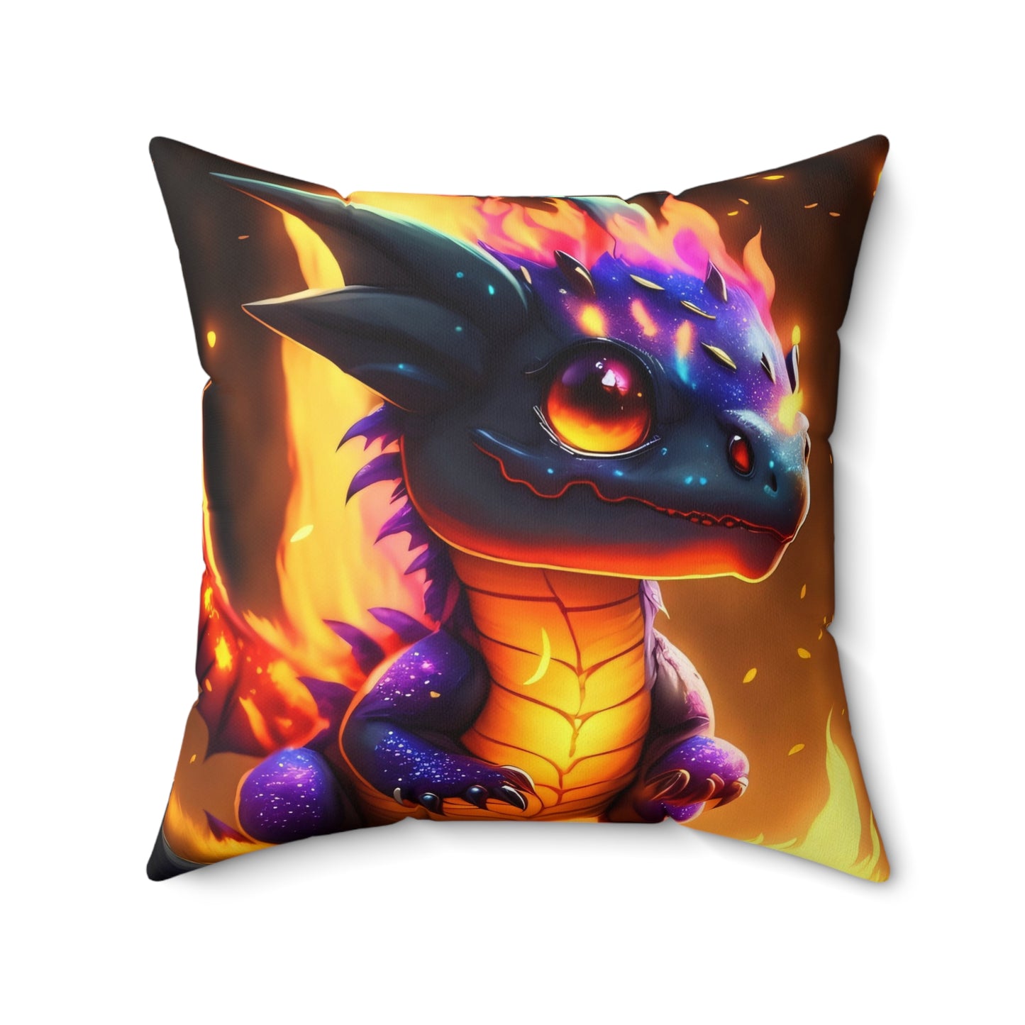 Cute Baby Dragon, Spun Polyester Square Pillow