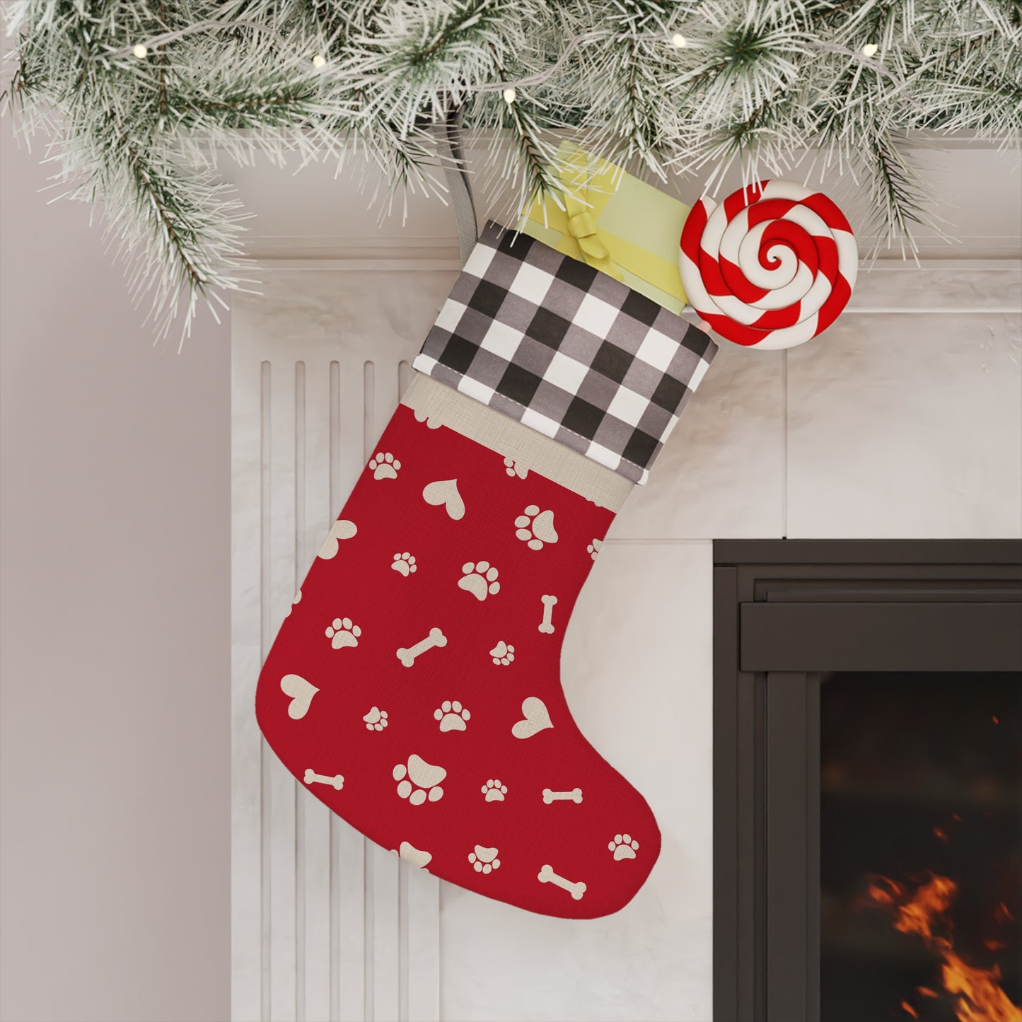 Paw Print Christmas Stocking For Dog/Cat