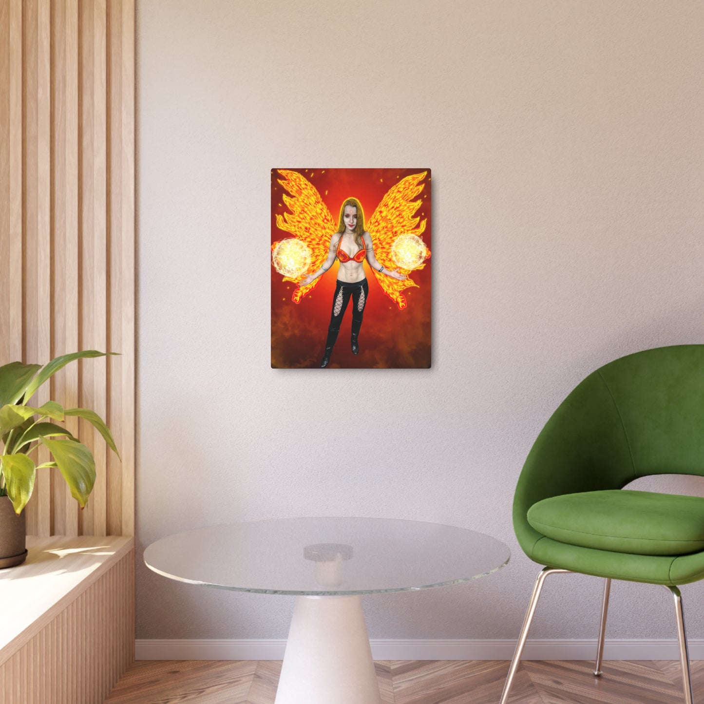 Mystic Fire Fairy, Fantasy Art, Metal Wall Art, Unique Gifts, Original Art Wall Decor