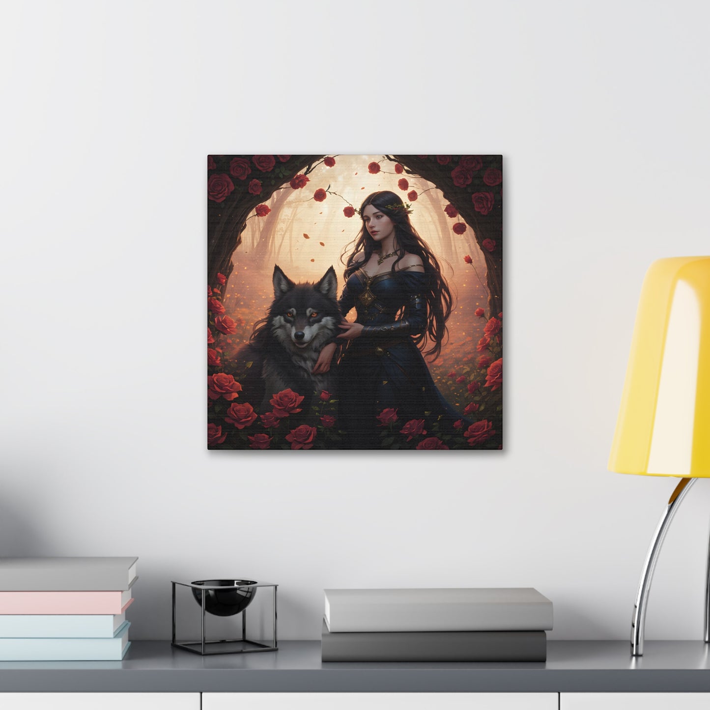 Wolf Enchantress, Canvas Art, Canvas Print, Wall Decor, Original Art, Unique Gifts