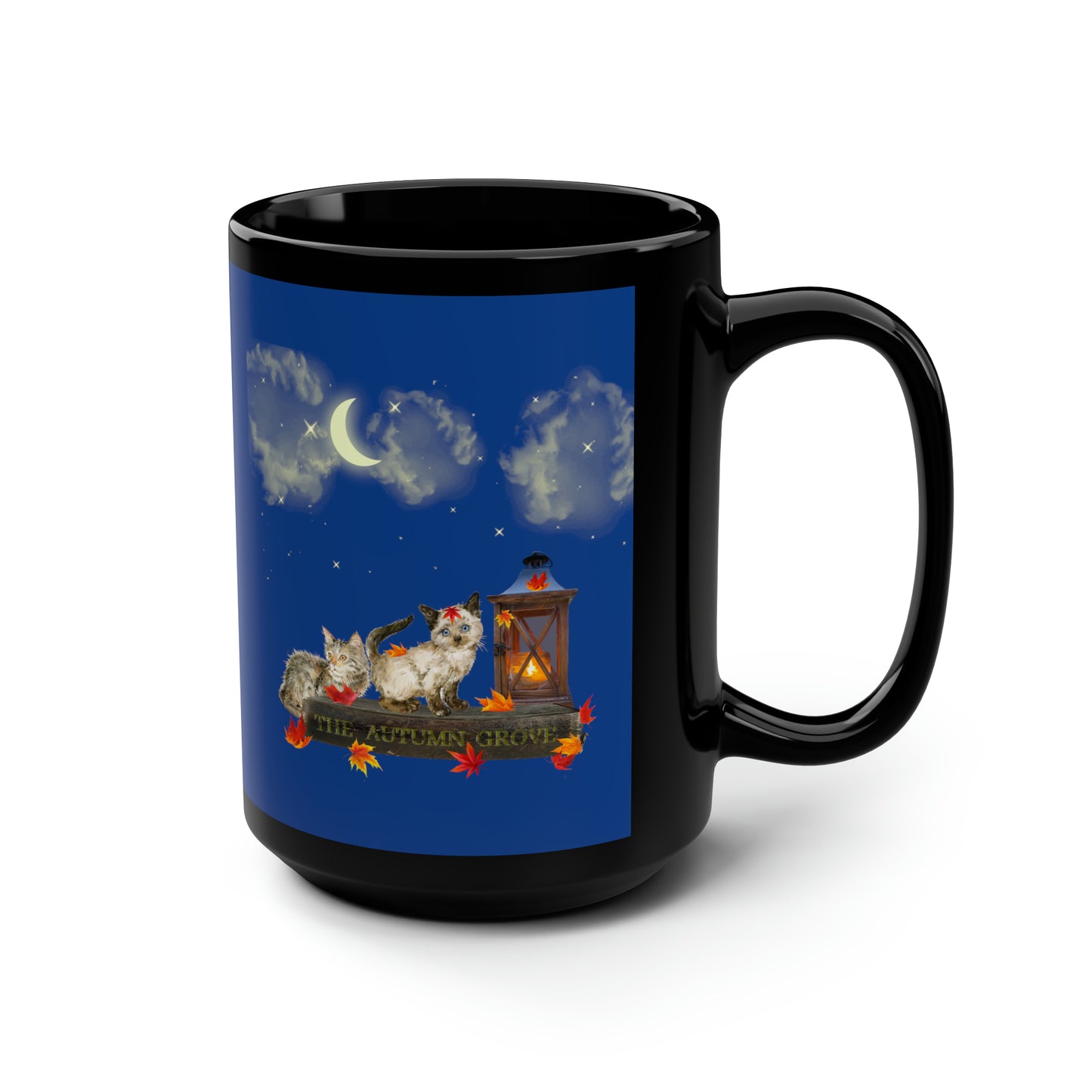 Autumn kittens Black Mug, 15oz