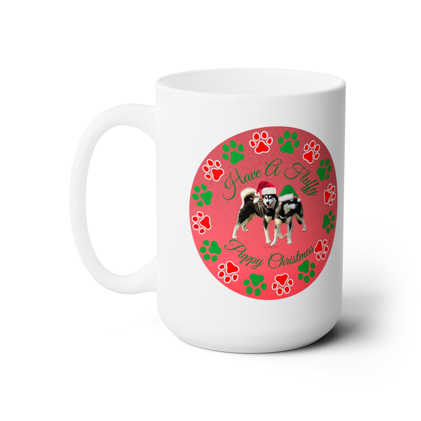 A fluffy Puppy Christmas Ceramic Mug 15oz