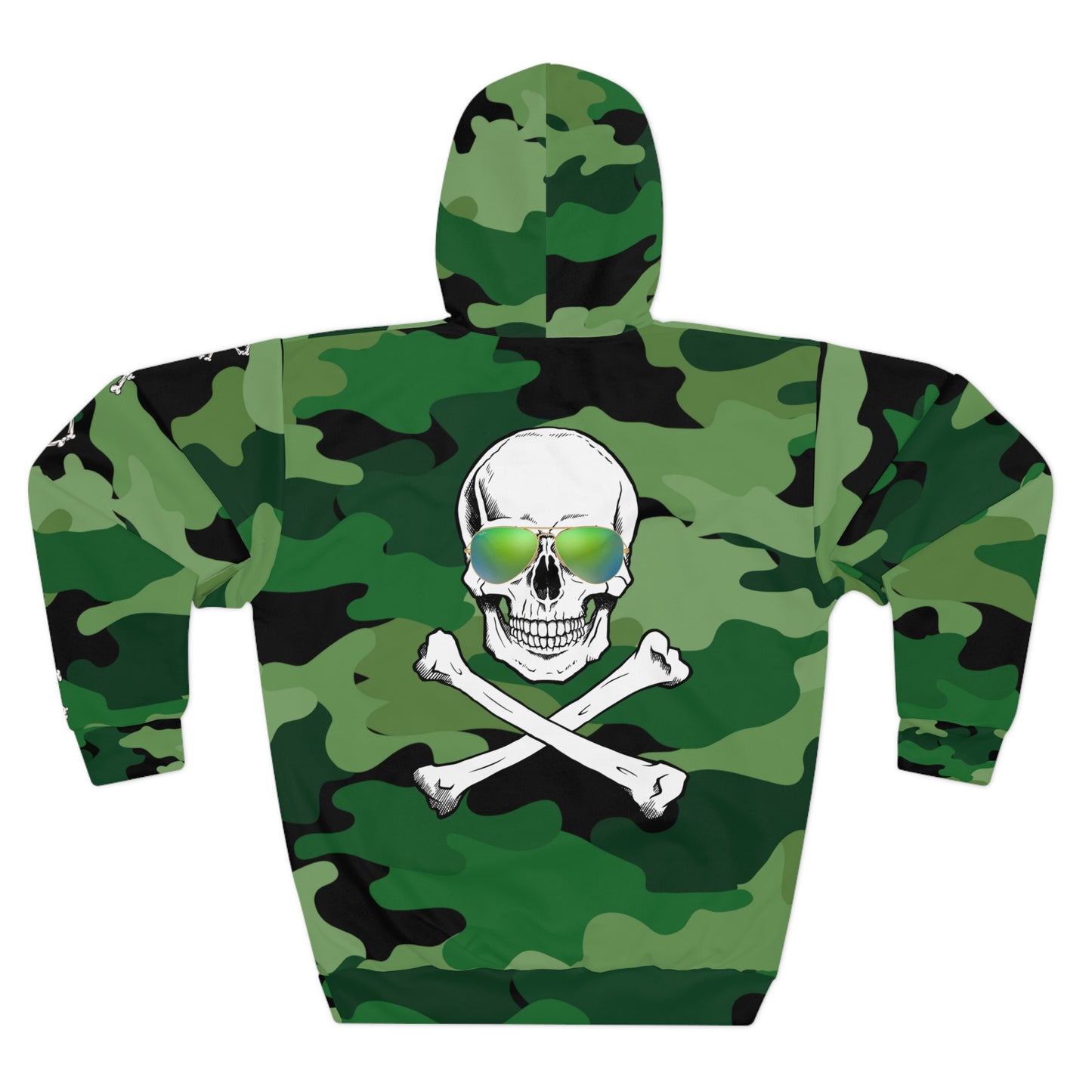 "Bad Ass" skull and Crossbones  Halloween Pullover Hoodie camouflage