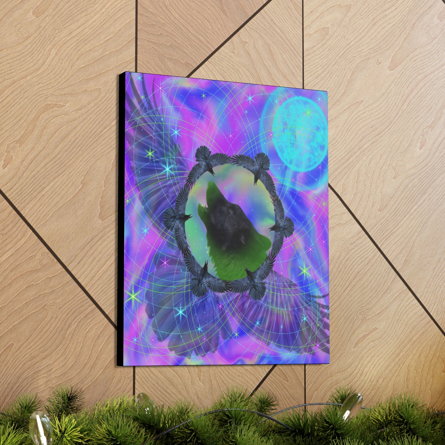 Mystic Wolf Canvas Painting Print