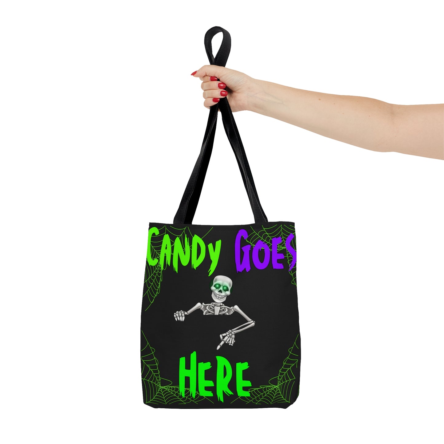 Candy Goes Here, Skeleton Halloween candy Tote Bag