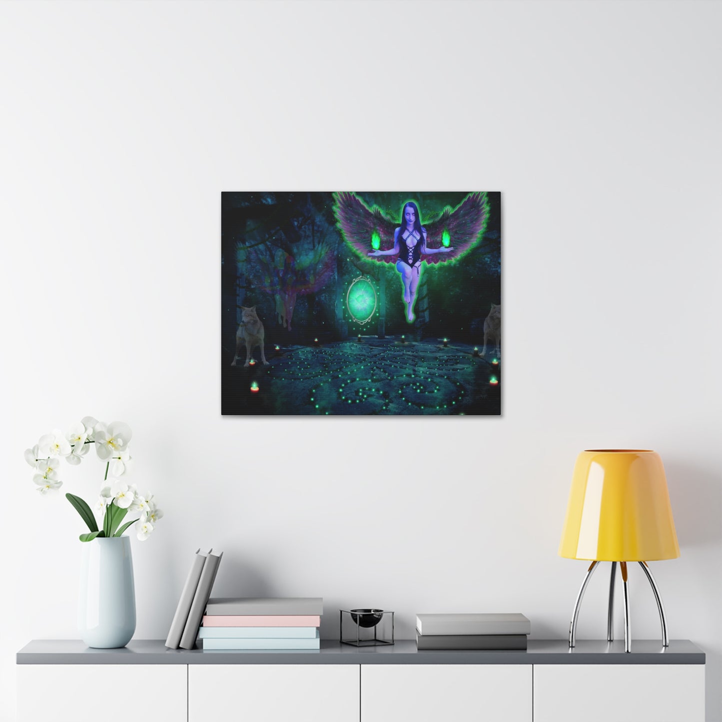 Dark Fairy Magic, Fantasy Art, Fae Goddess, Canvas Art, Wall Decor, Unique Gifts, Original Art