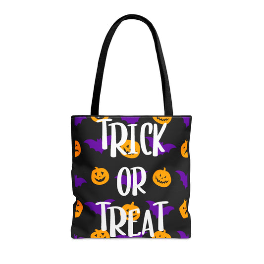 Trick Or Treat Pumpkins and Bats Halloween Candy Tote Bag