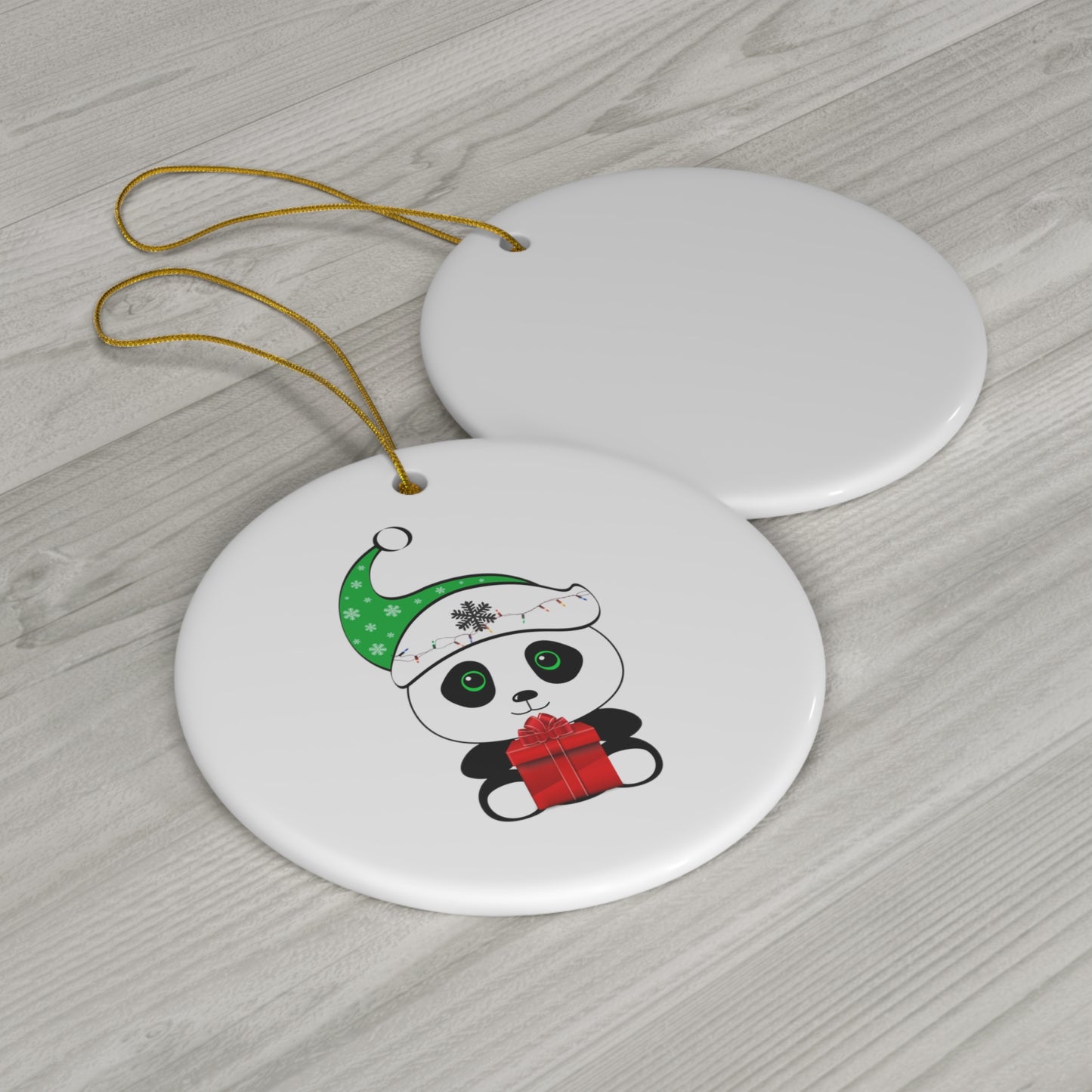 Christmas Panda Ceramic Ornament, 4 Shapes