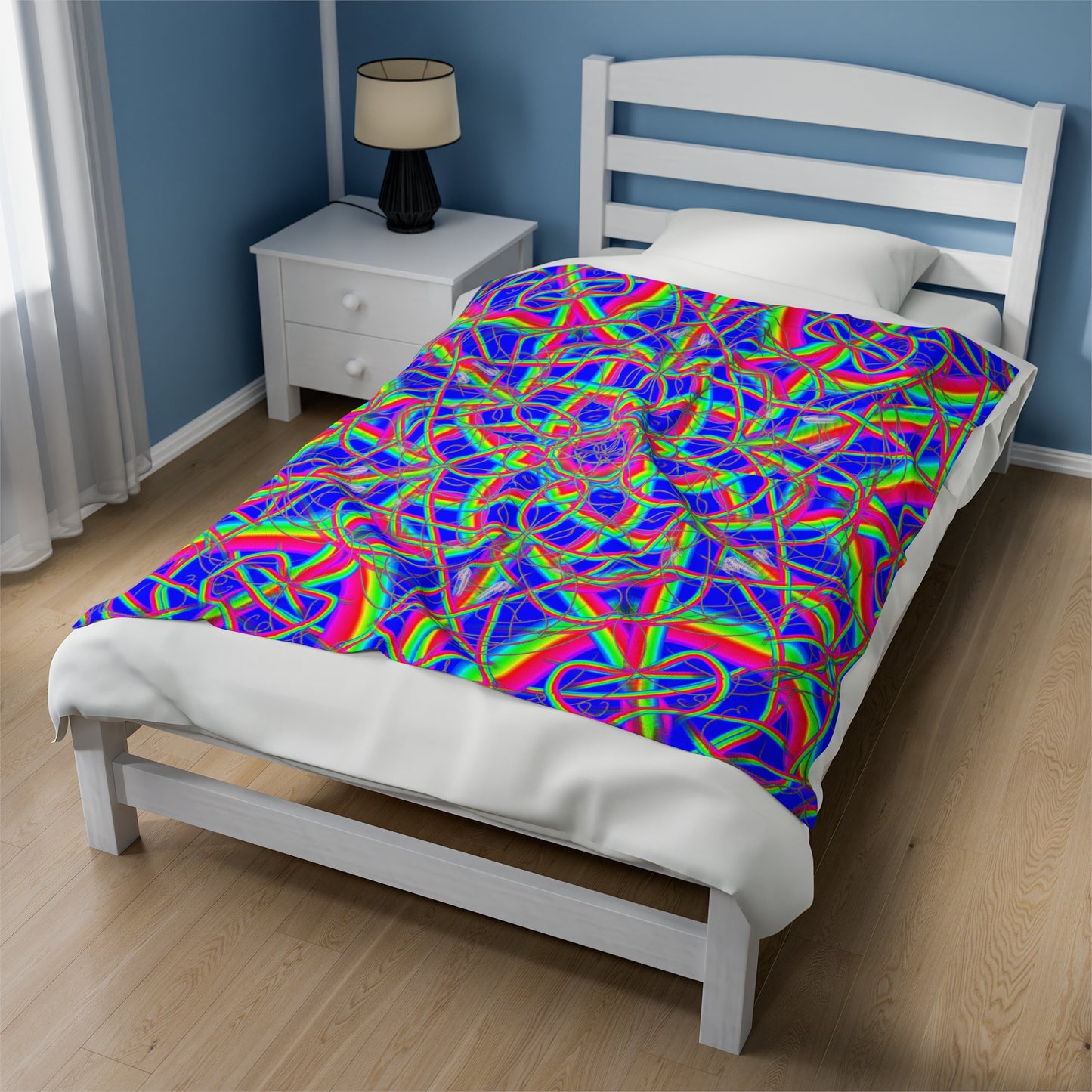 Psychedelic Rainbow Mandala Velveteen Plush Blanket