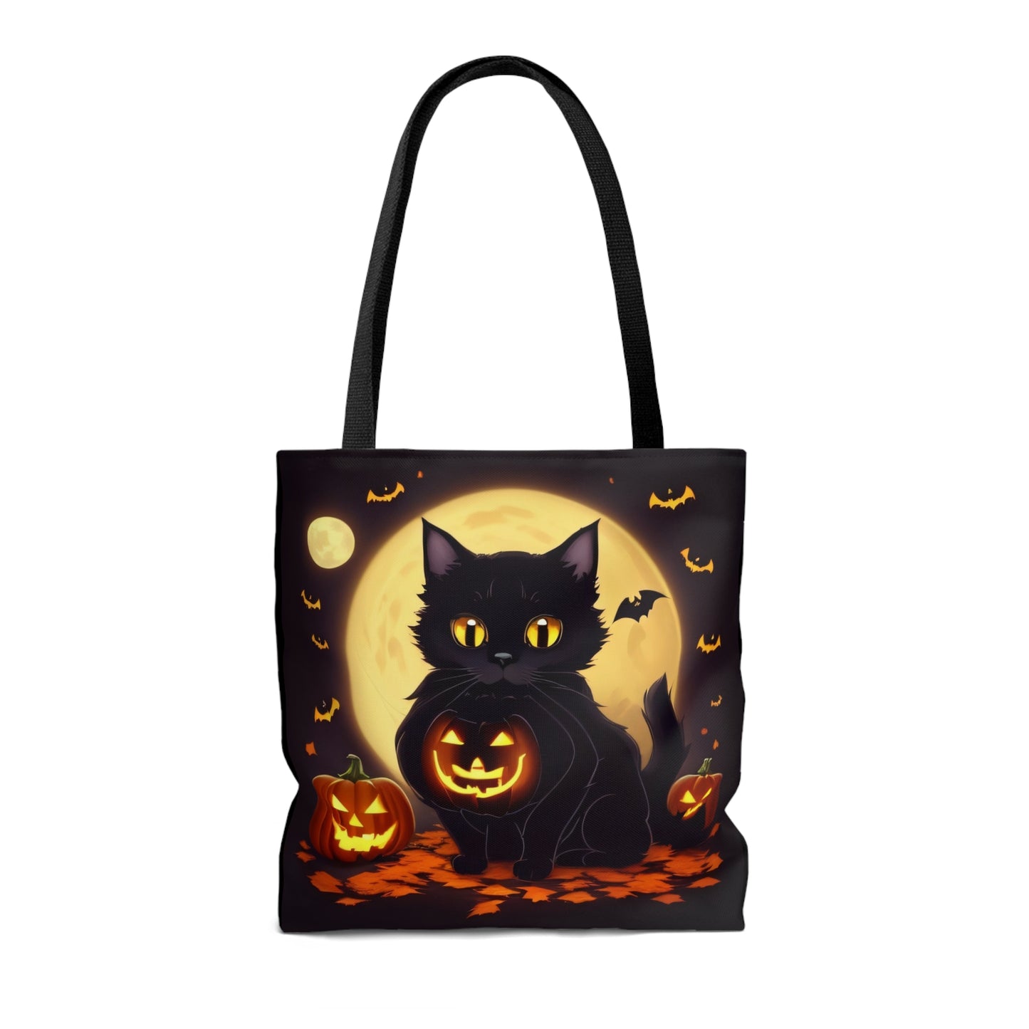 Eerie Night Black Cat Halloween Candy Tote Bag