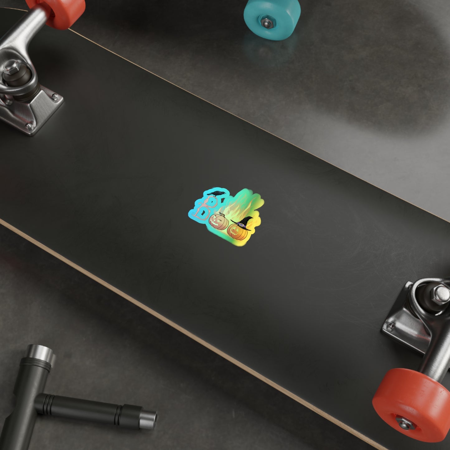 Halloween Rainbow Holographic Die-cut Vinyl Stickers Boo